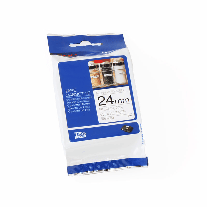 Brother Ribbon TZE-N251 / TZEN251 Black on White