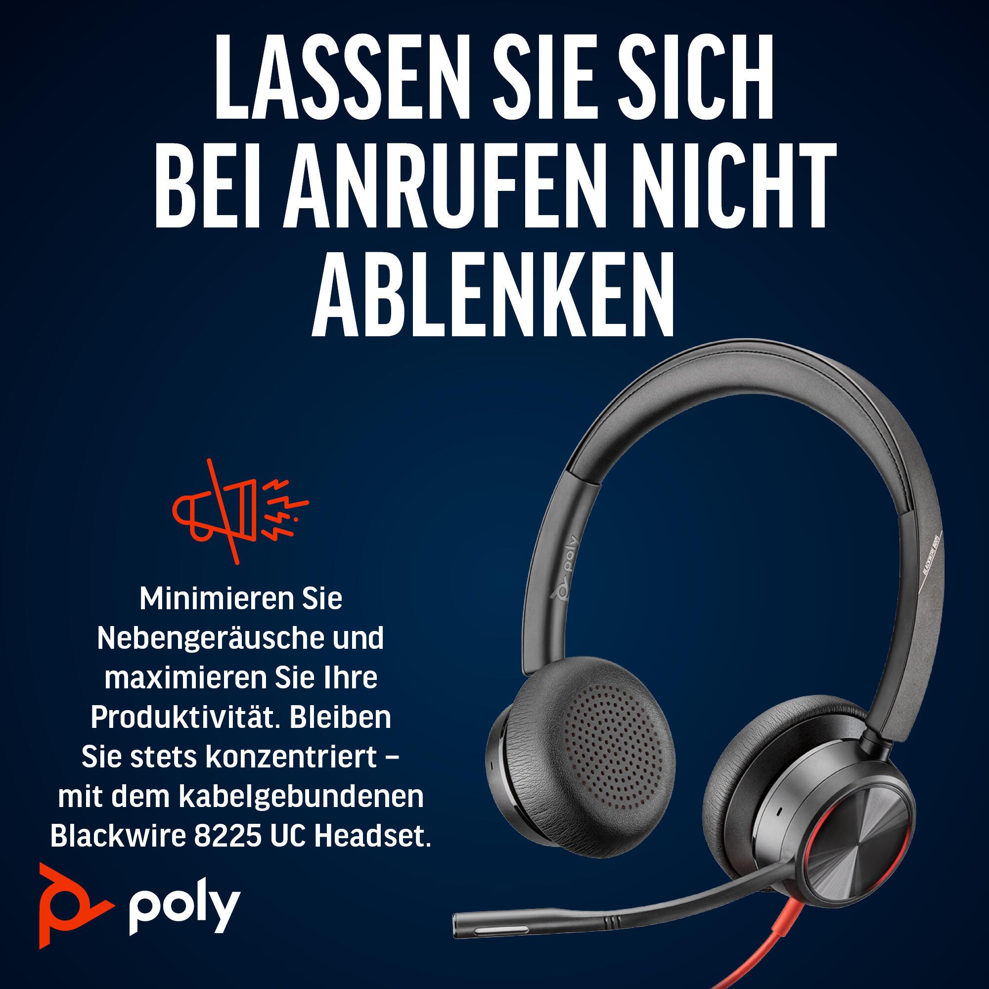 Plantronics/Poly Auriculares Blackwire 8225 MS / 8X225AA Negro