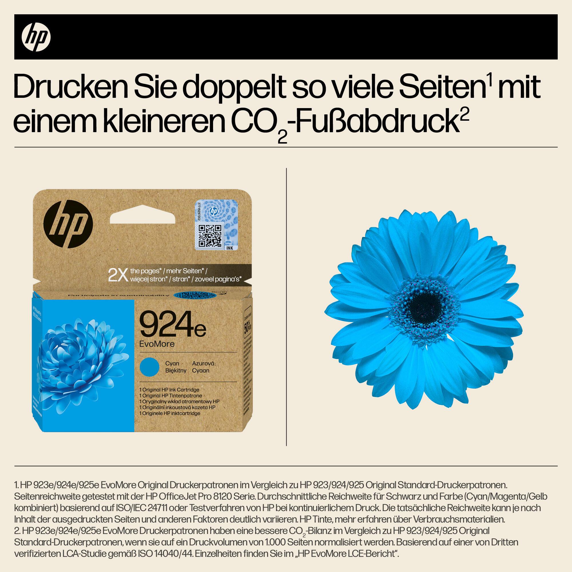 HP Tinta 924E / 4K0U7NE Cian XL