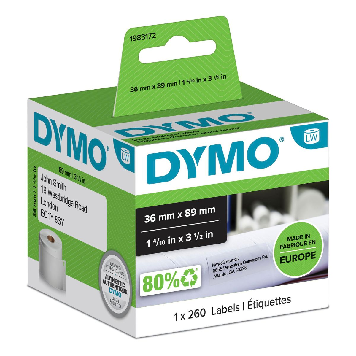 Dymo Étiquette 1983172 Blanc