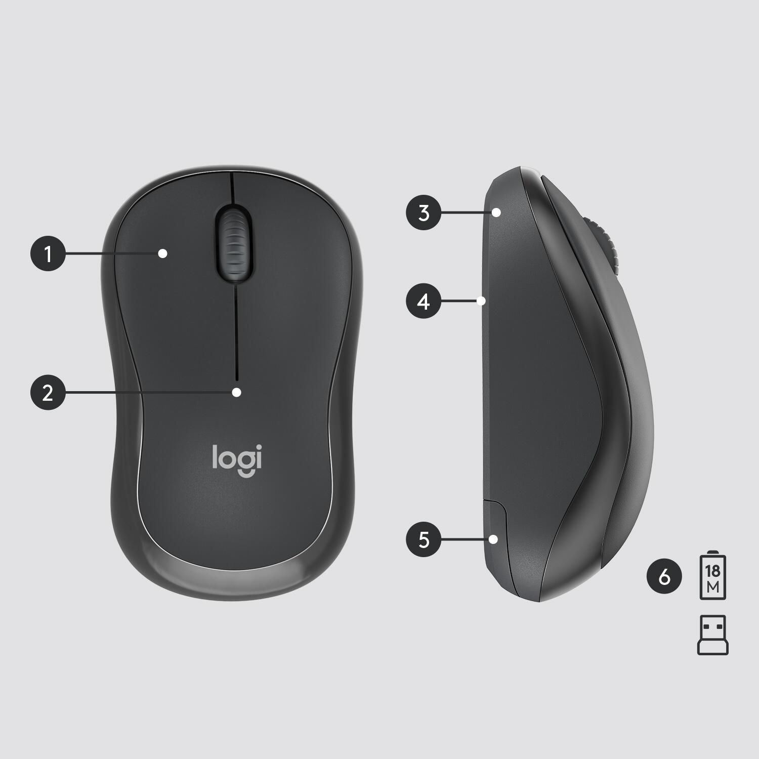 Logitech Maus- und Tastatur-Set MK295 Silent / 920-009800 Graphit