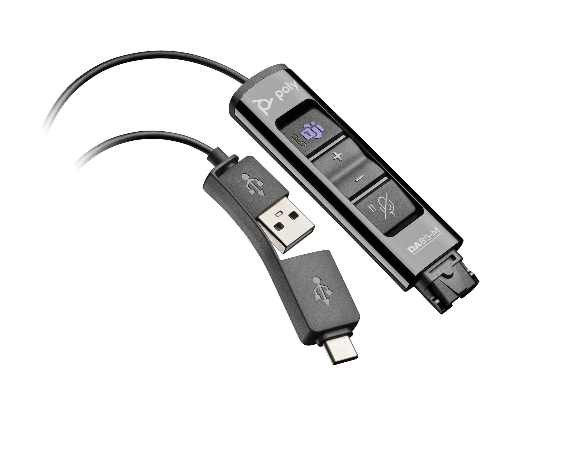 Plantronics/Poly Adaptador DA85-M USB to QuickDisconnect / 786C8AA Negro