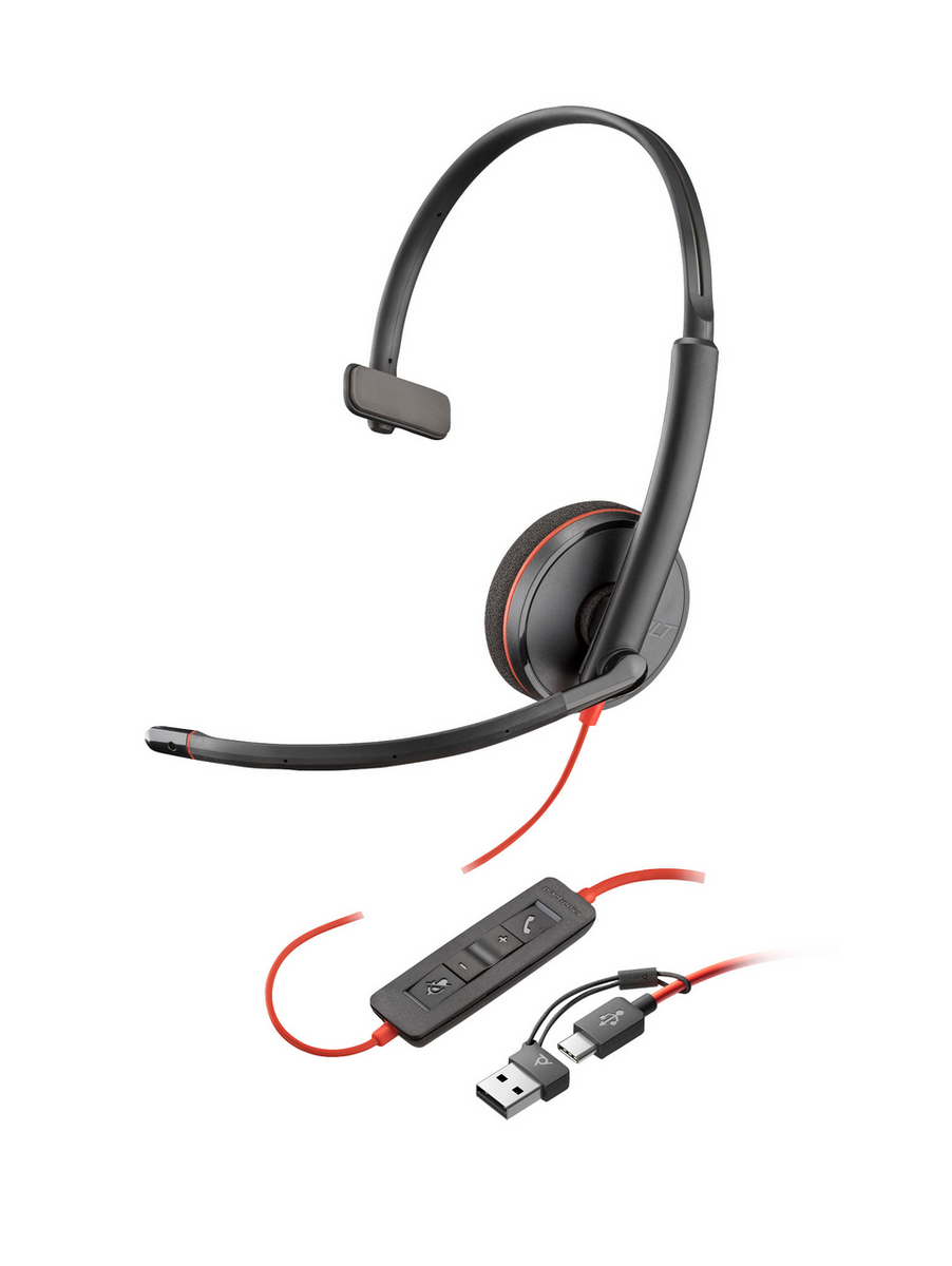 Plantronics/Poly Auriculares Blackwire 3210 / 8X214AA Negro