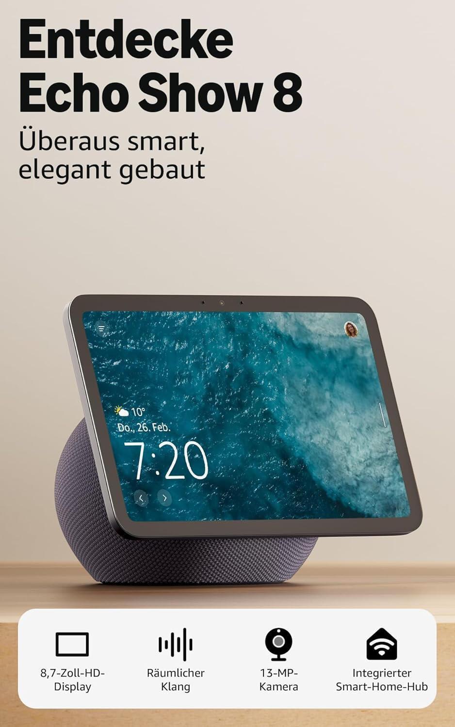 Amazon Smart-Home-Steuerung Echo Show 8 / B0DTQF1MQT Grau 22,1 cm (8.7")