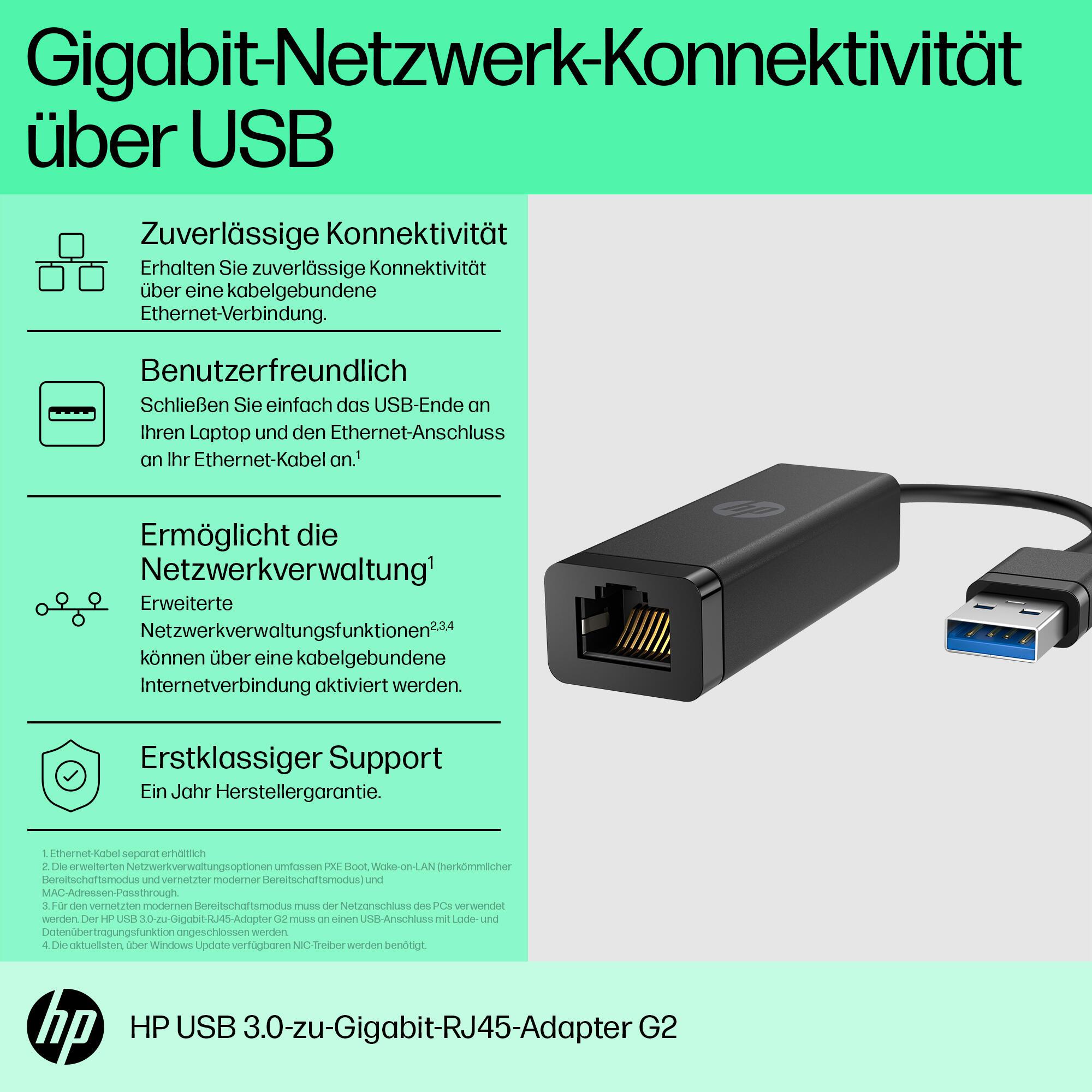 HP Ethernetadapter 4Z7Z7AA Schwarz