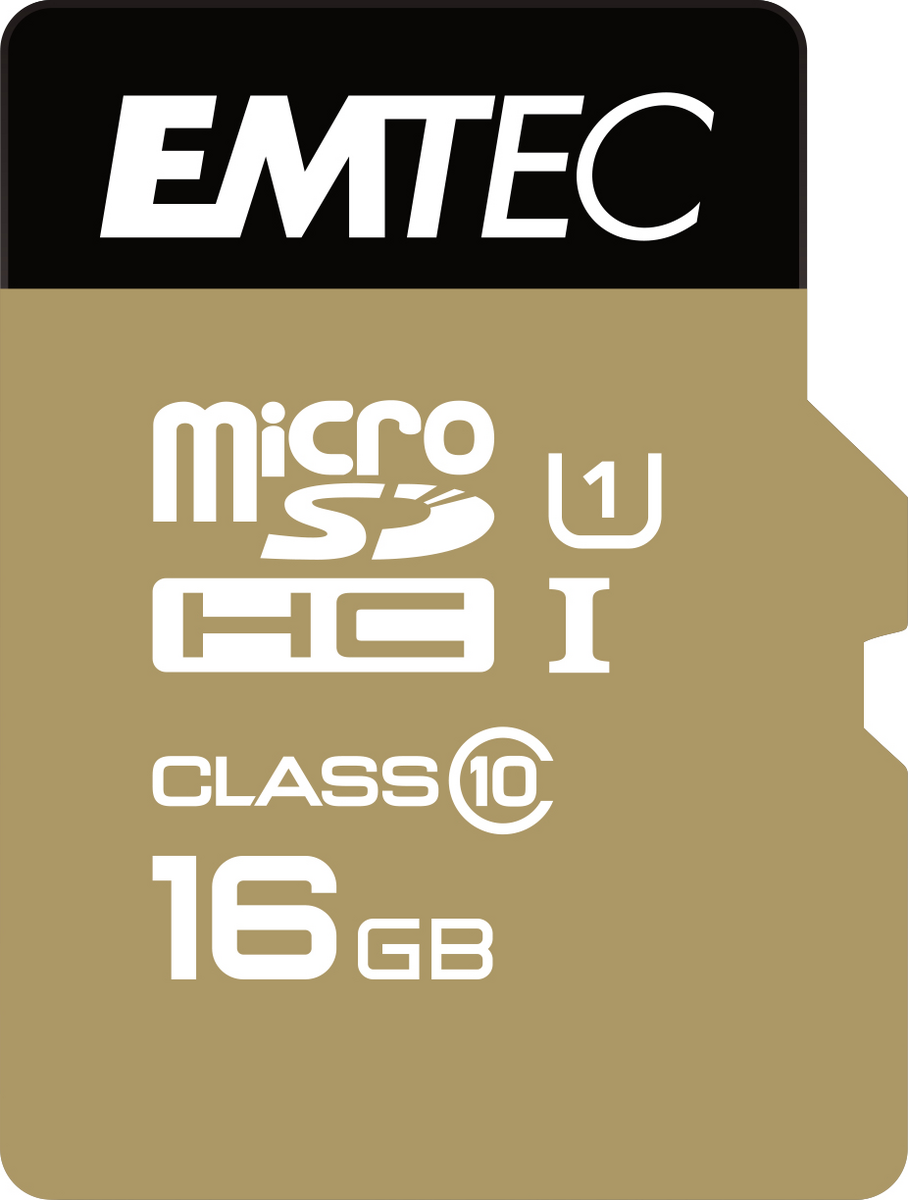 EMTEC Micro SD-Karte 16GB UHS-I U1 EliteGold / ECMSDM16GHC10GP Gold S