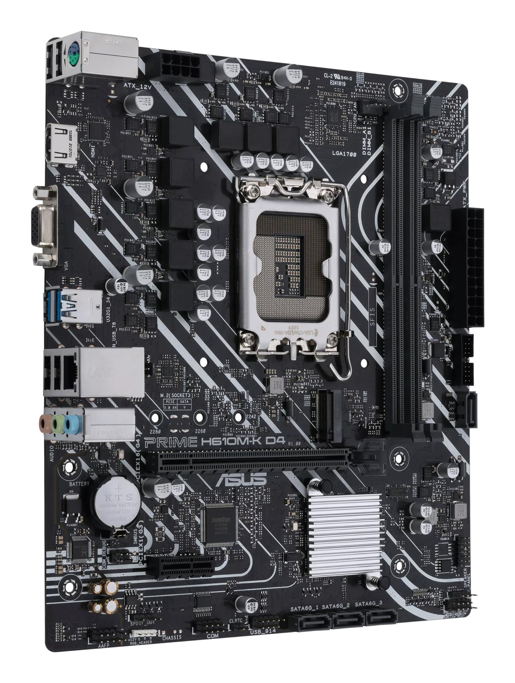 ASUS Mainboard PRIME H610M-K D4 / 90MB1A10-M0EAY0 Schwarz