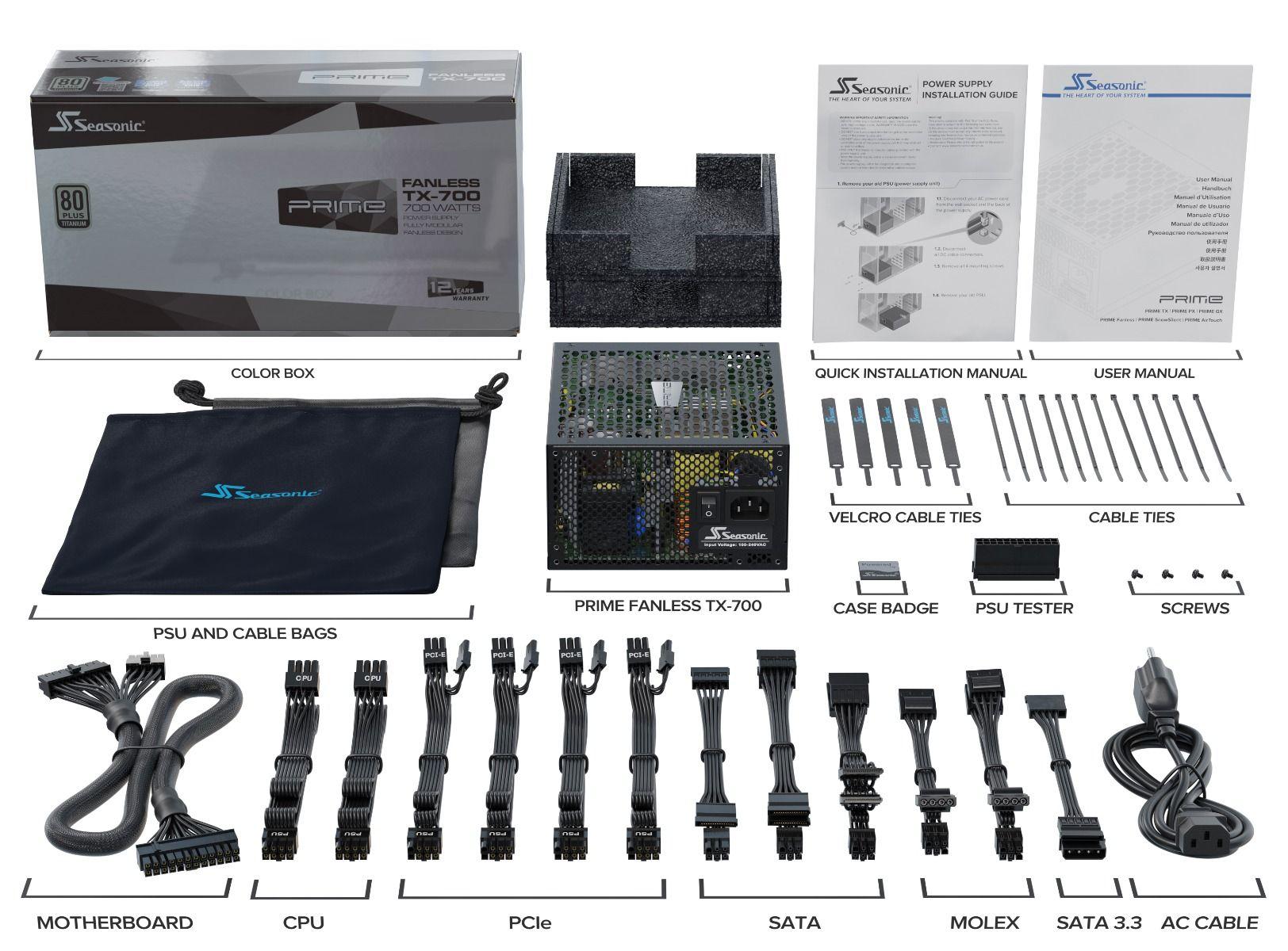 Seasonic Fuente de alimentación para PC Prime Fanless TX-700 / PRIME-TX-700 Negro