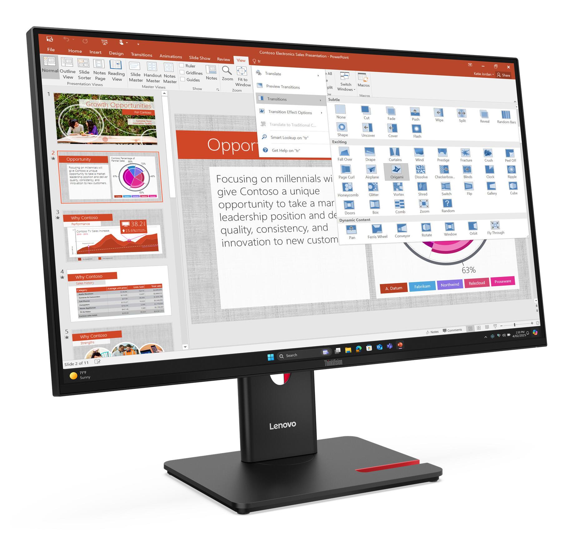 Lenovo Moniteur ThinkVision T27-40 / 64A5MAT6EU Noir 68,6 cm (27")