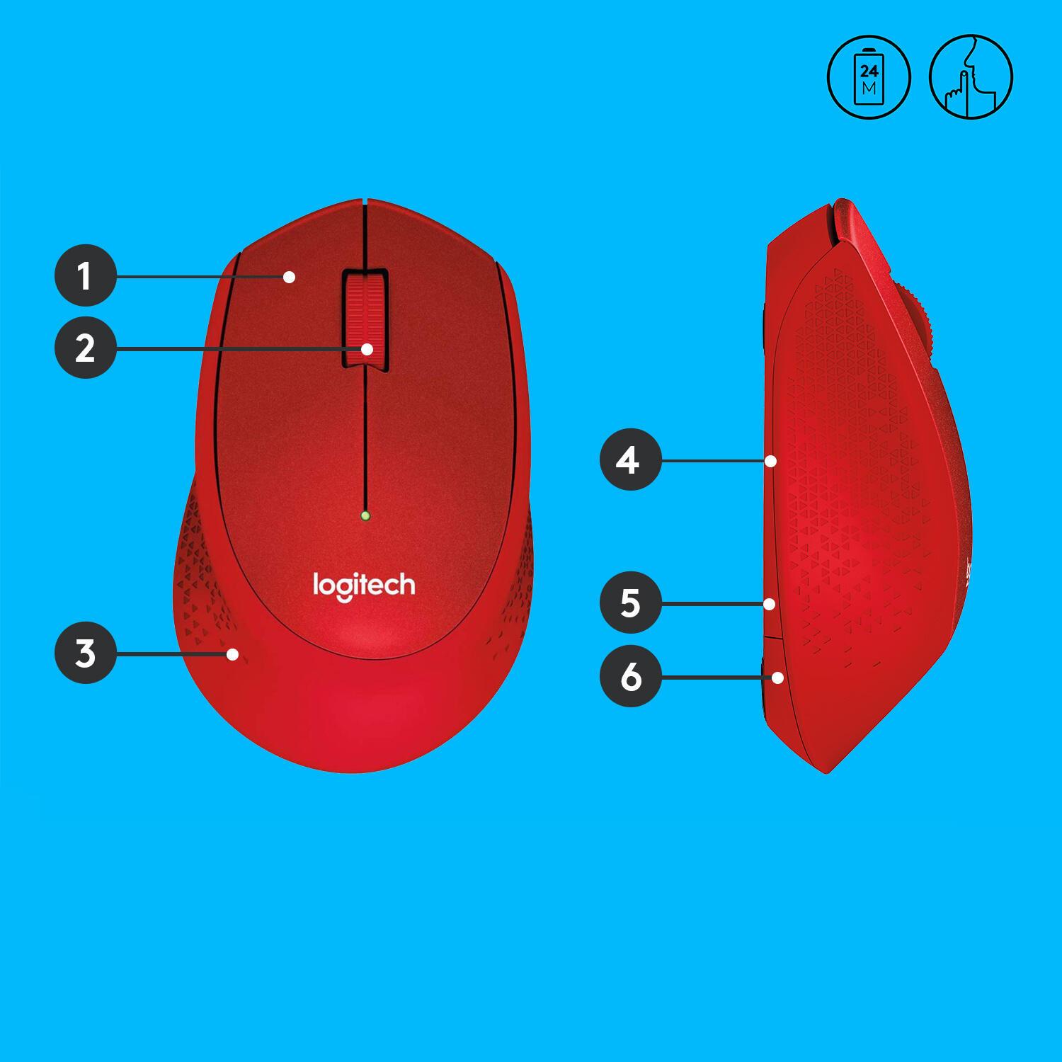 Logitech Ratón M330 Silent Plus / 910-004911 Rojo
