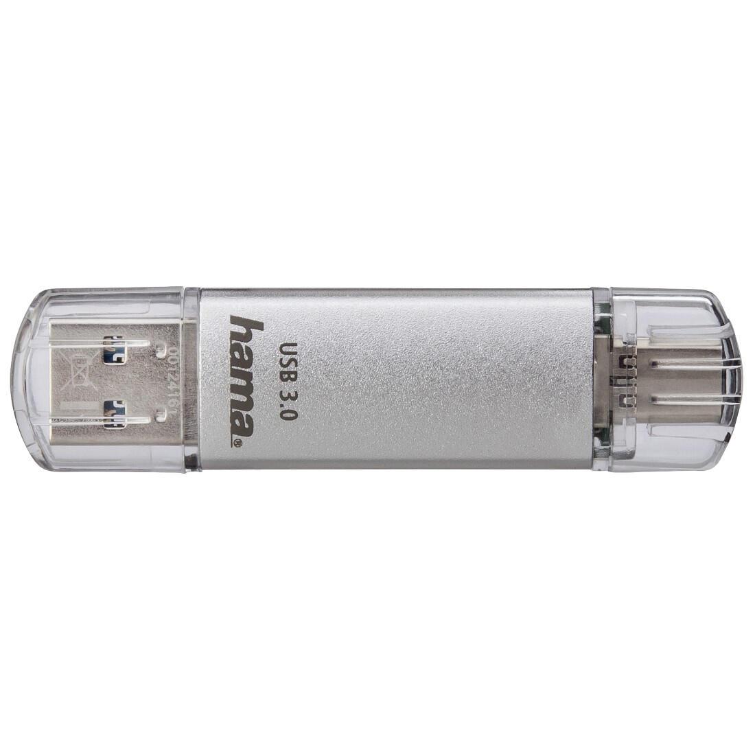 Hama USB Stick C-Laeta 64GB USB-C USB-A / 00124163 Silber
