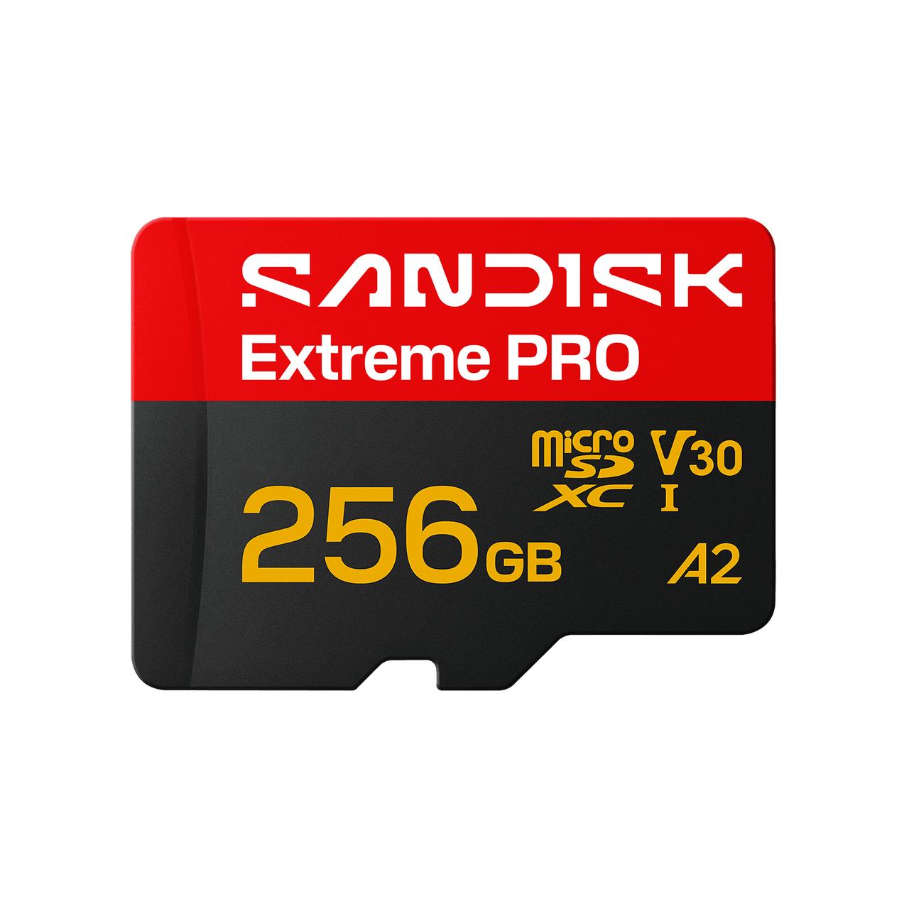 SanDisk Tarjeta Micro SD Extreme PRO 256GB / SDSQXCJ-256G-GS6MA Negro, rojo