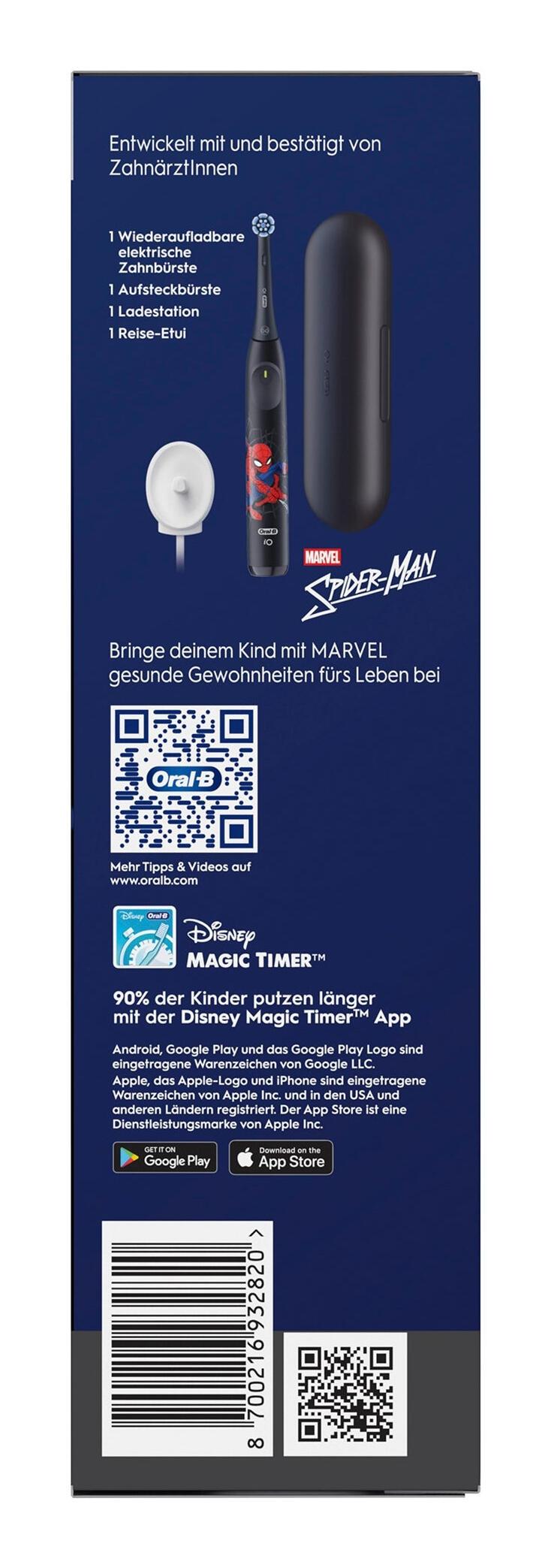 Oral-B Spazzolino da denti iO Kids Spiderman 6+ mit Etui / 932820 Nero
