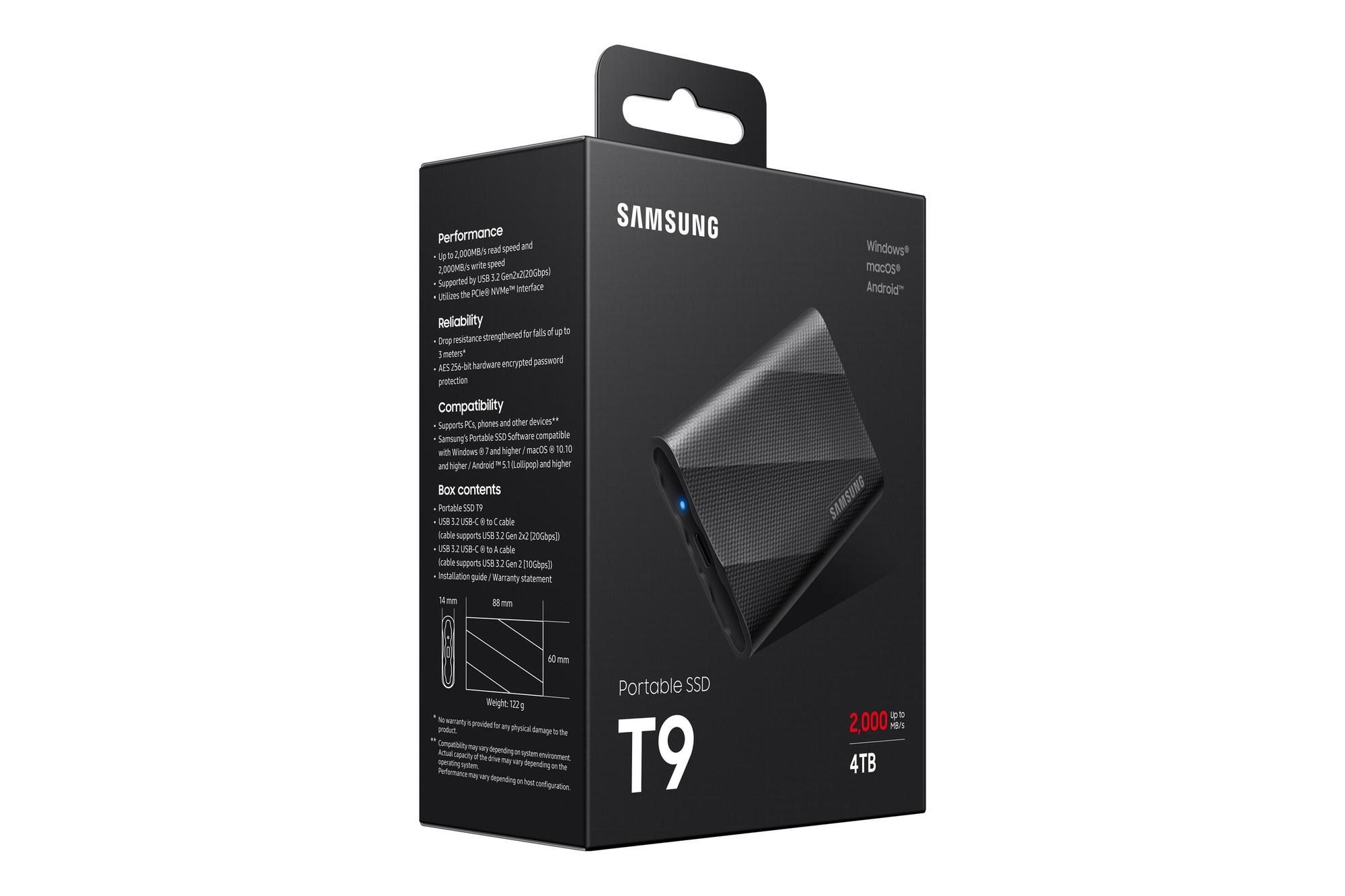 Samsung SSD externo T9 4TB / MU-PG4T0B/EU Negro