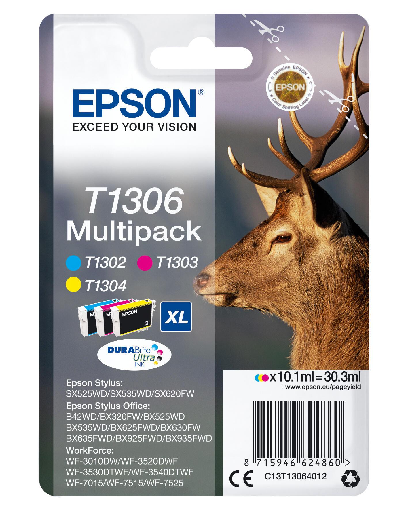 Epson Inchiostro T1306 / C13T13064012 C,M,Y Multipack
