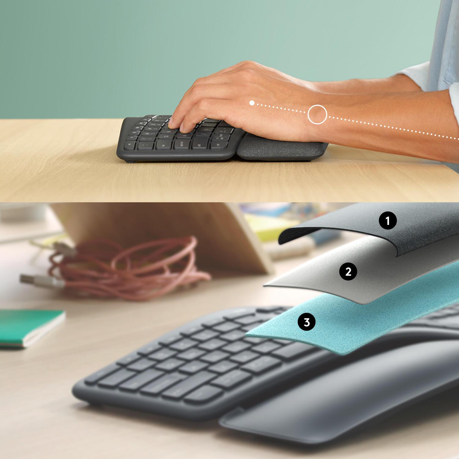 Logitech Teclado K860 Ergo / 920-010108 Grafito