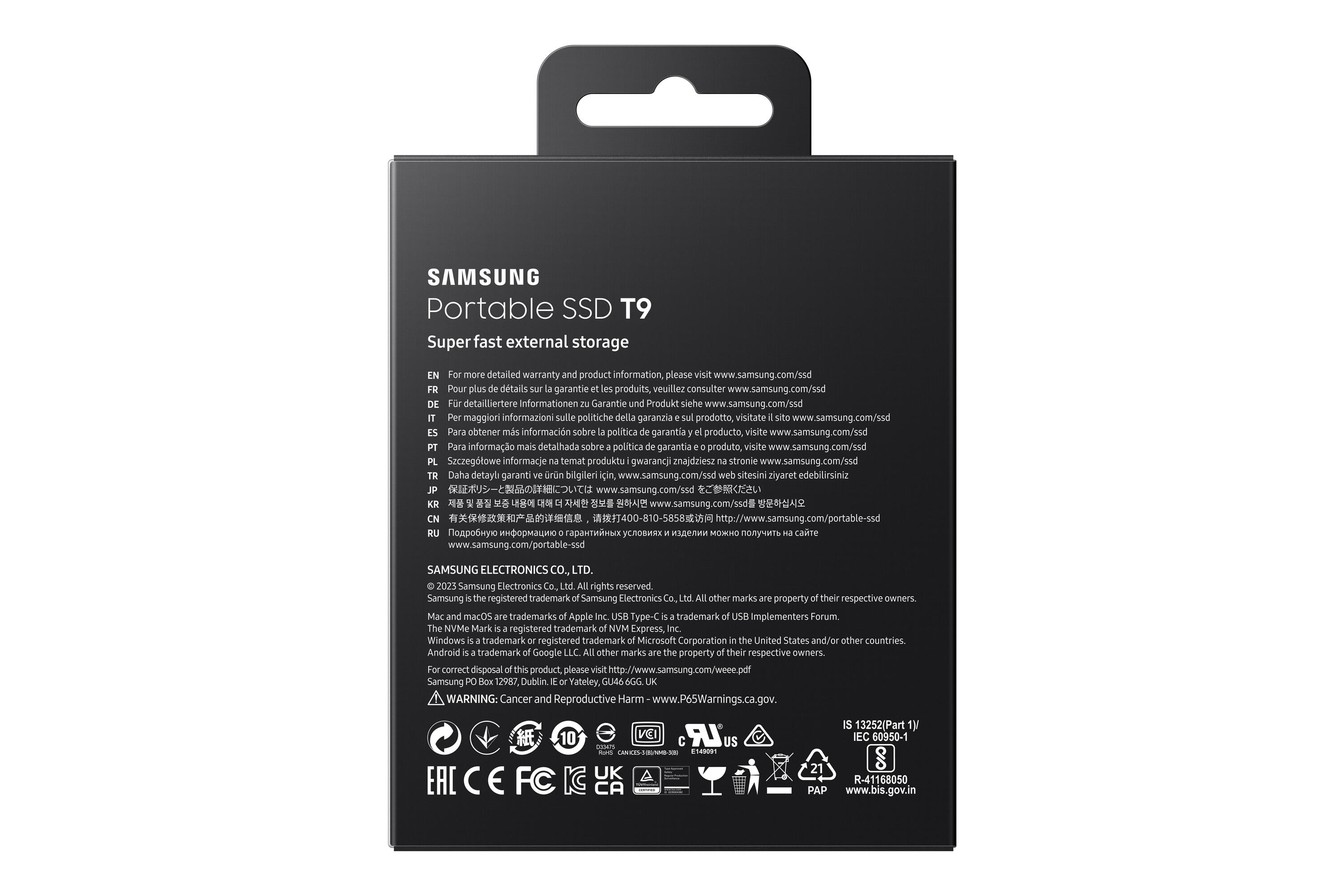 Samsung SSD externo T9 1TB / MU-PG1T0B/EU Negro