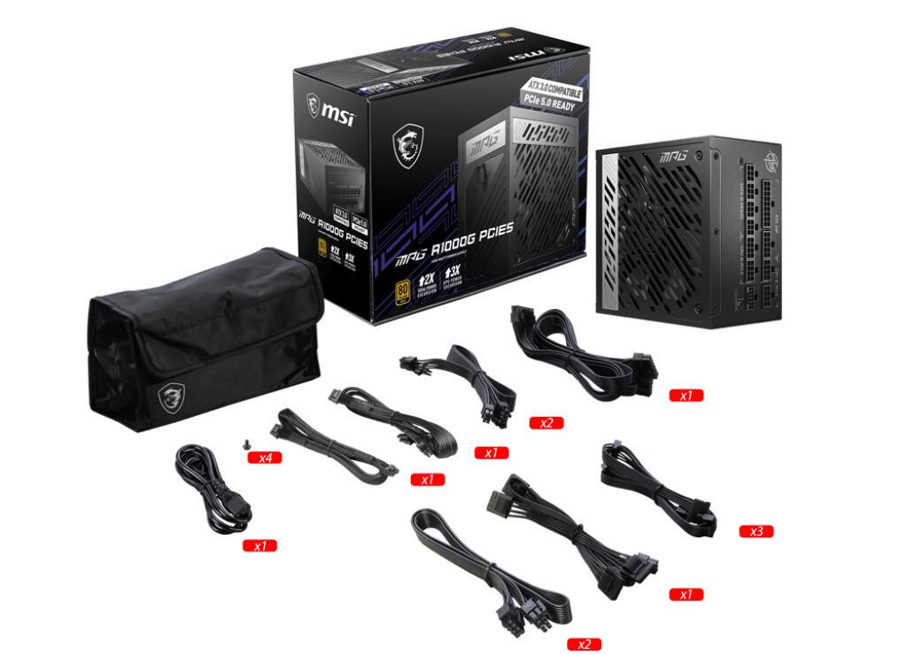 MSI Alimentation pour PC MPG A1000G PCIE5 / 306-7ZP7C11-CE0 Noir