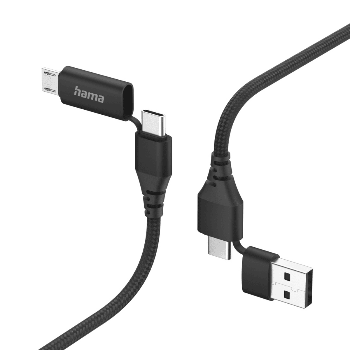 Hama Kabel 4in1 USB-A Micro-B USB-C / 00201537 Schwarz