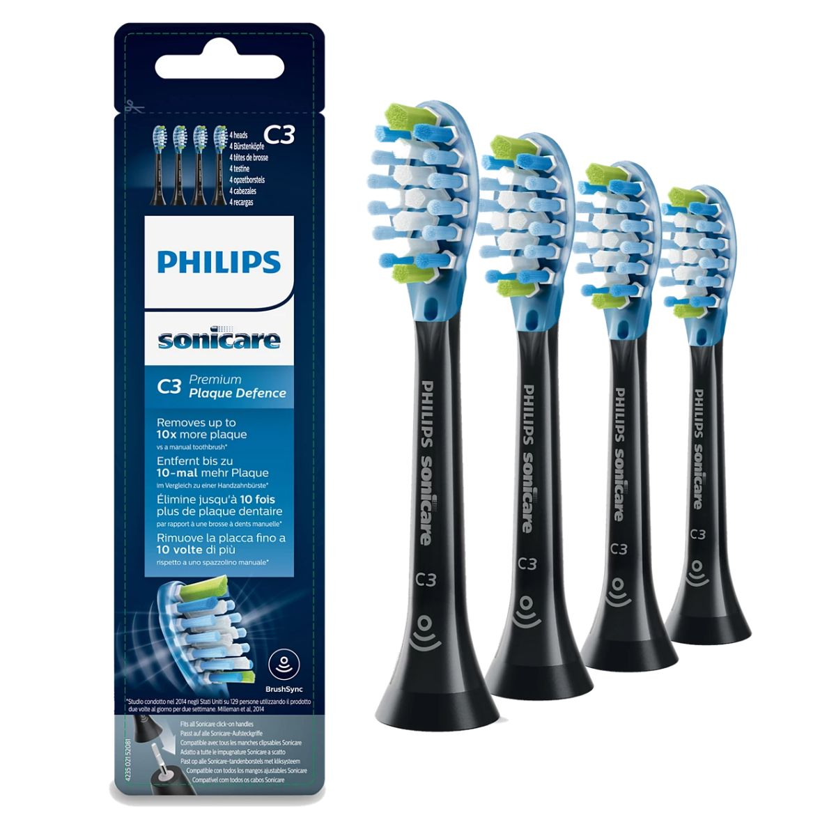 Philips Cabezal de cepillo sonic C34B / HX9044/33 Negro 4-Pack
