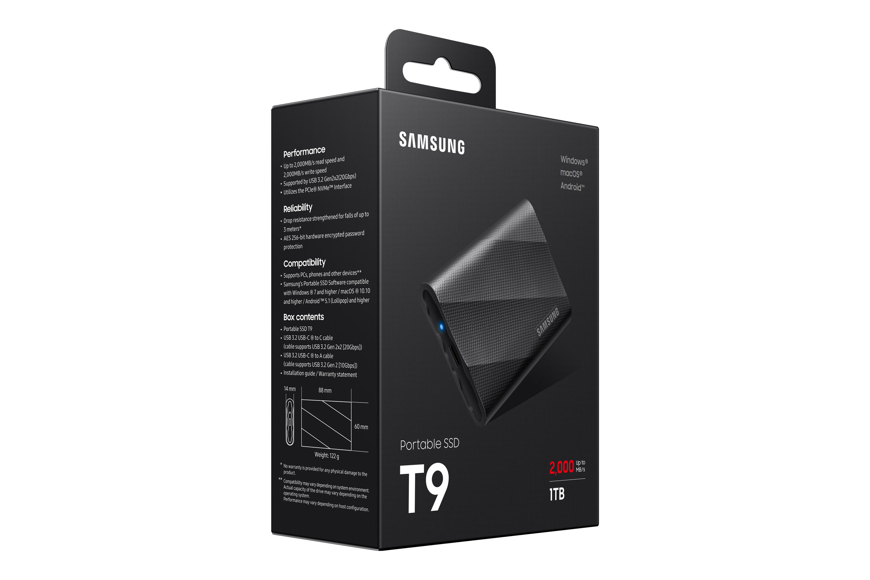 Samsung SSD externo T9 1TB / MU-PG1T0B/EU Negro