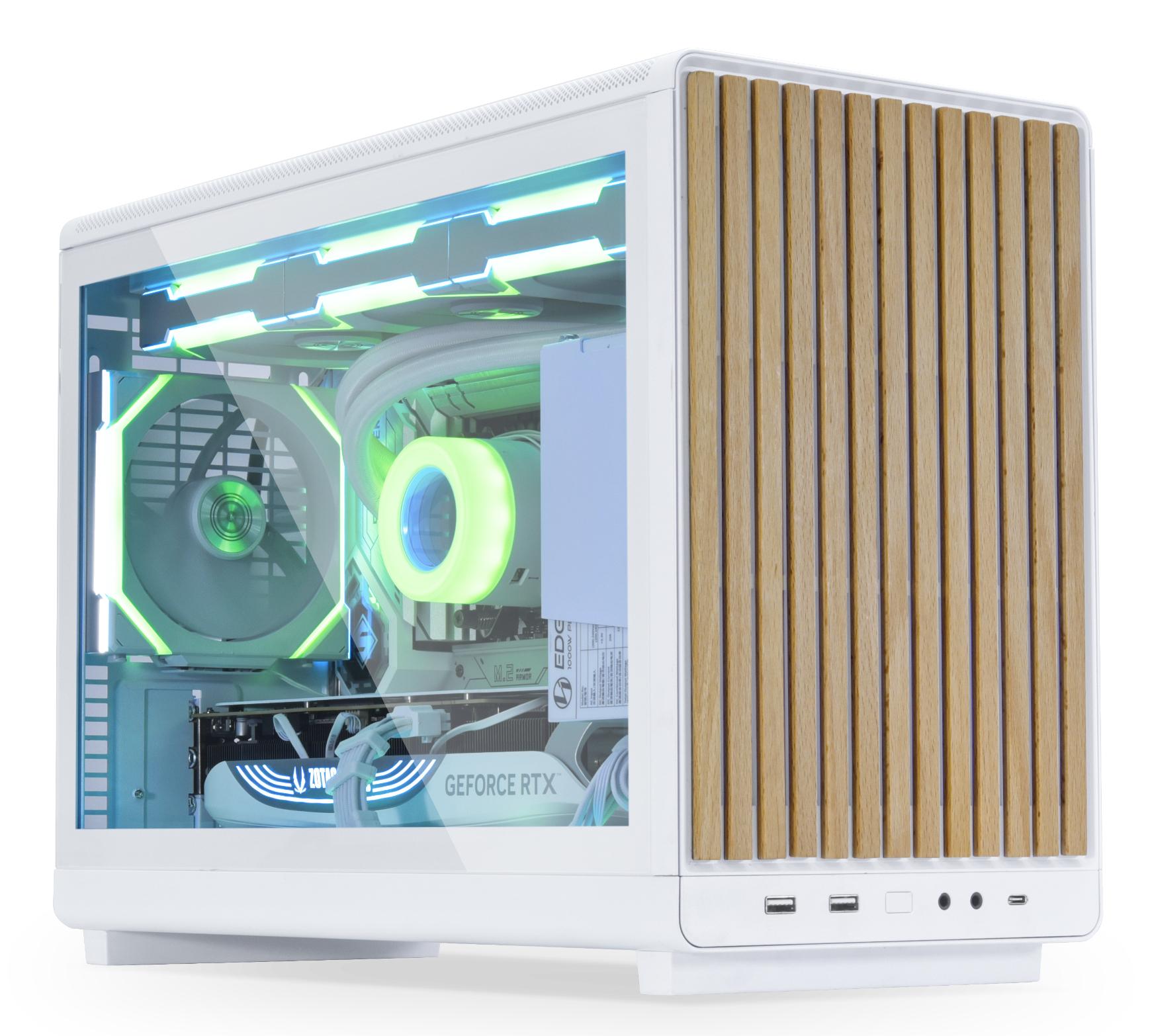 Lian Li PC-Gehäuse A3 mATX Glass Edition Wood / A3W-WDG Weiß, Holz