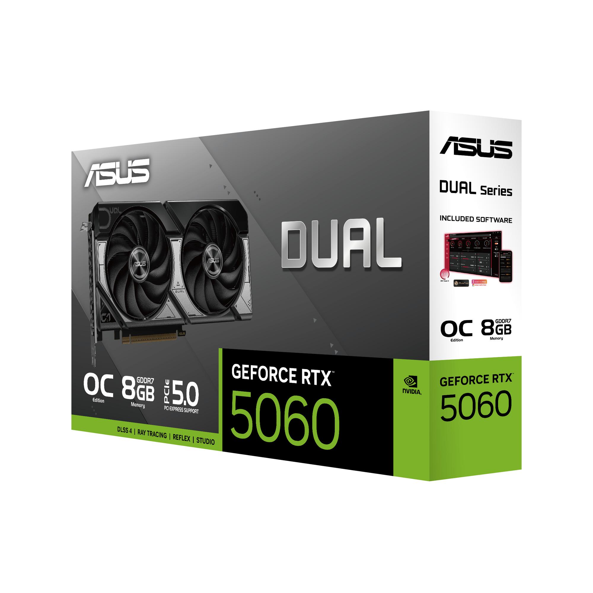ASUS Grafikkarte DUAL RTX5060 O8G / 90YV0N12-M0NA00 Schwarz, Grau