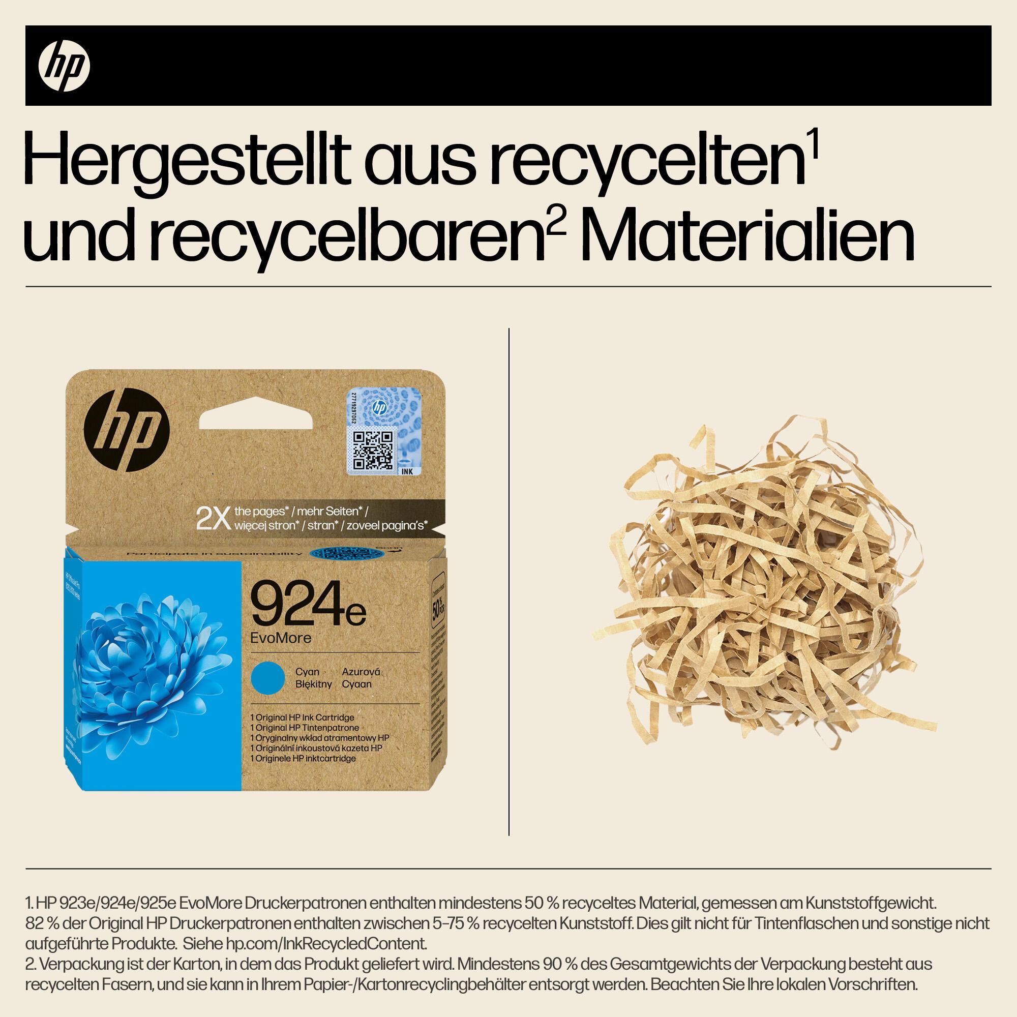 HP Tinta 924E / 4K0U7NE Cian XL