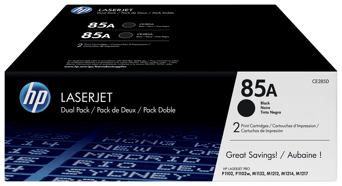HP Tóner 85A / CE285AD Negro Paquete doble