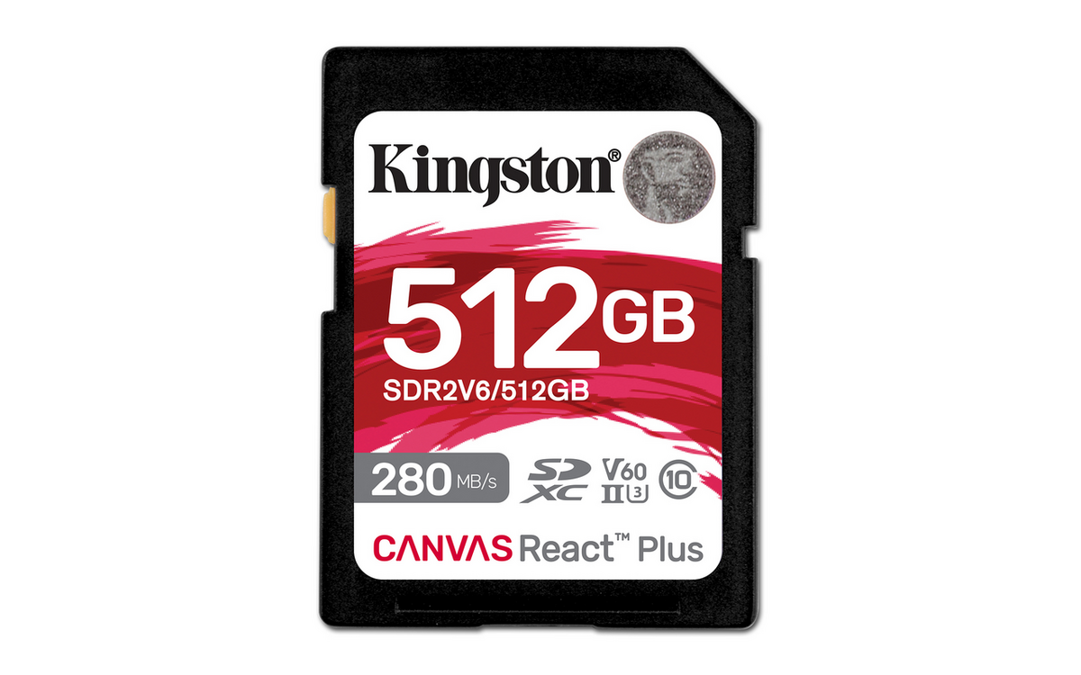 Kingston Tarjeta SD Canvas React Plus 512GB V60 / SDR2V6/512GB Blanco/Rojo