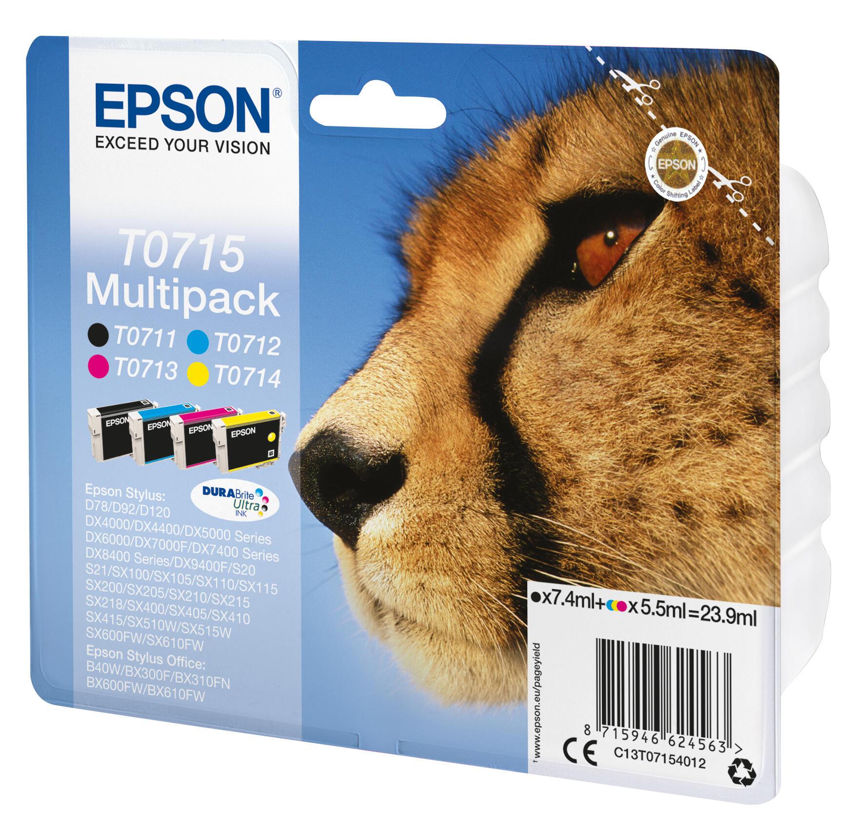Epson Tinte T0715 / C13T07154012 BK,C,M,Y Multipack