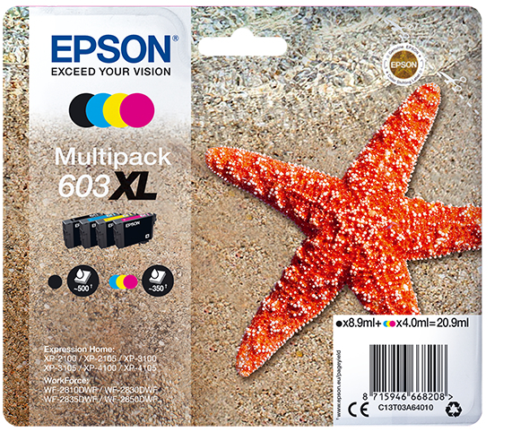 Epson Tinte 603XL / C13T03A64010 BK,C,M,Y XL Multipack
