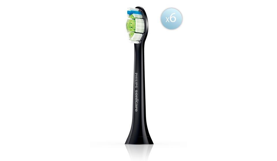 Philips Aufsteckzahnbürste Sonicare W2 Optimal White / HX6066/88 Schwarz 6-Pack