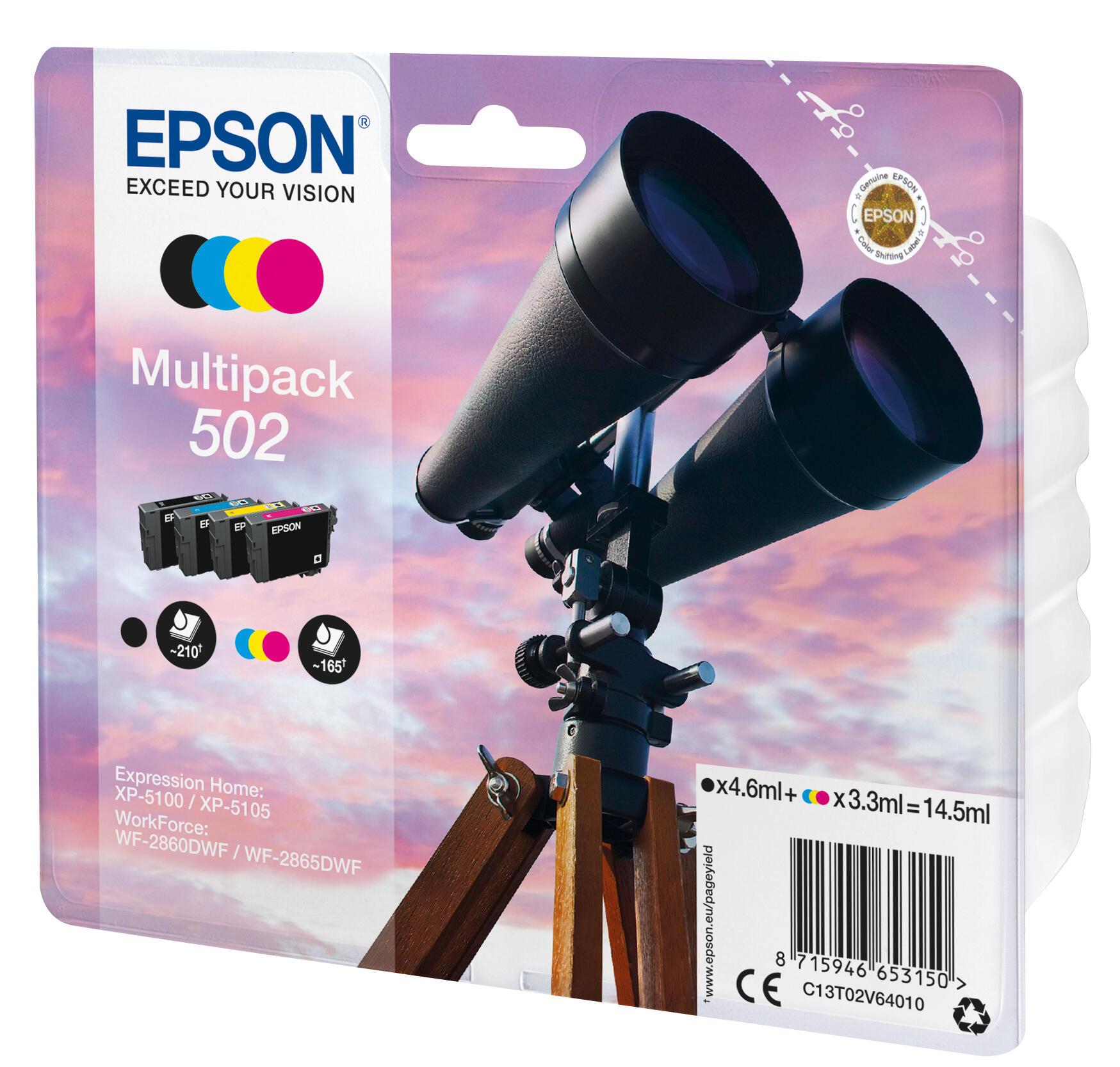 Epson Tinte 502 / C13T02V64010 BK,C,M,Y Multipack