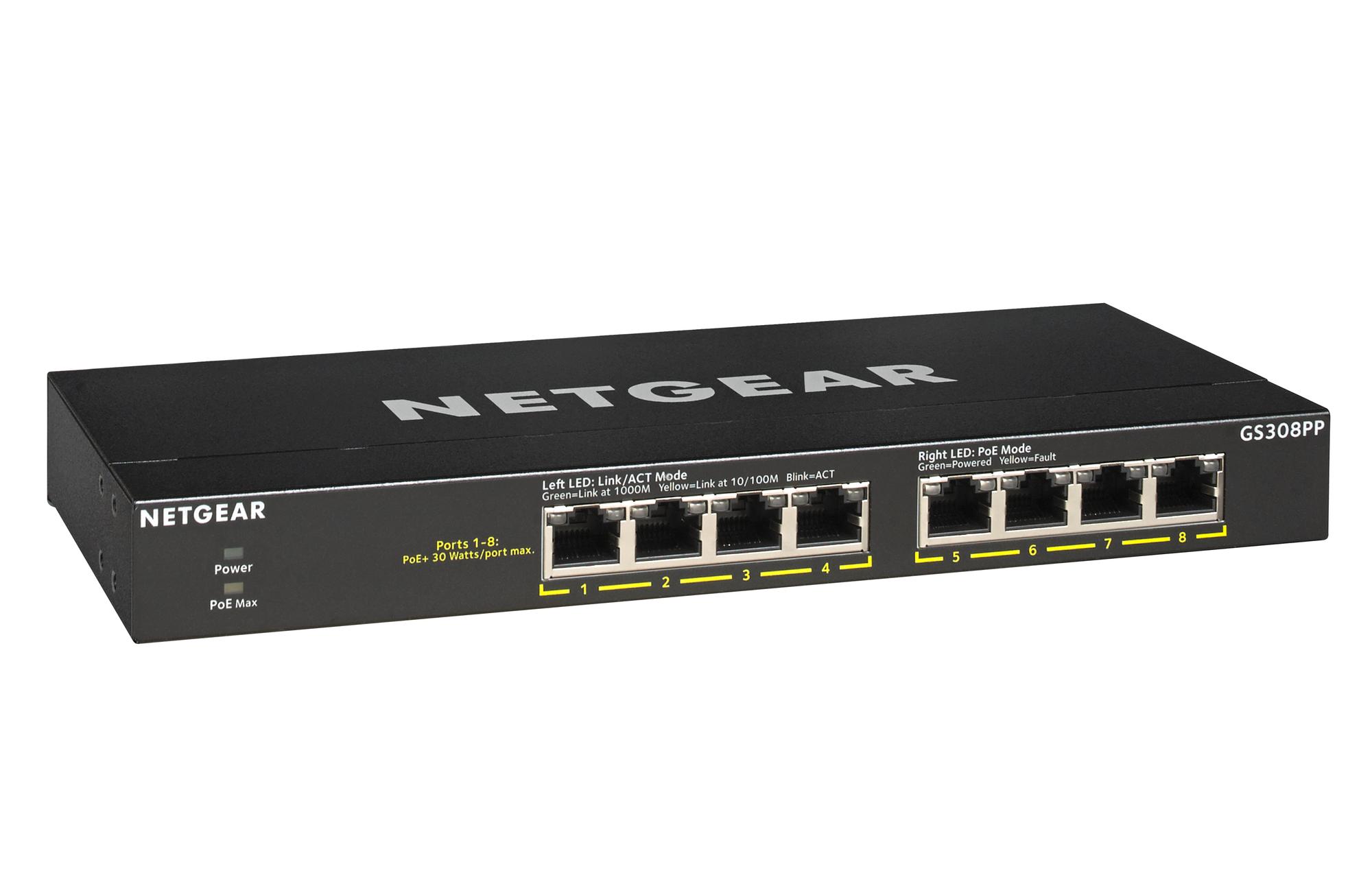 Netgear Interruttore GS308PP / GS308PP-100EUS Nero