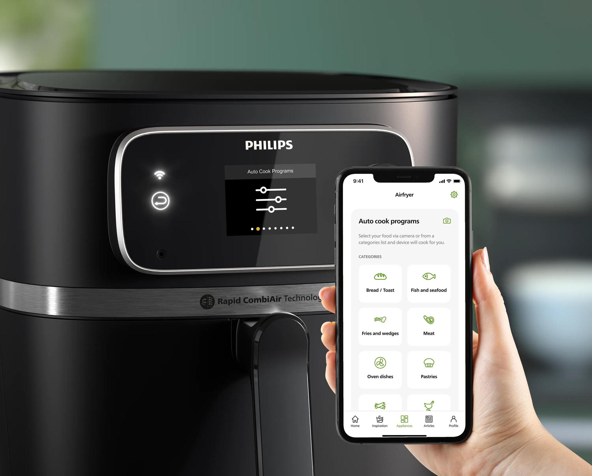 Philips Heißluft Fritteuse Series 7000 / HD9880/90 Schwarz XXL