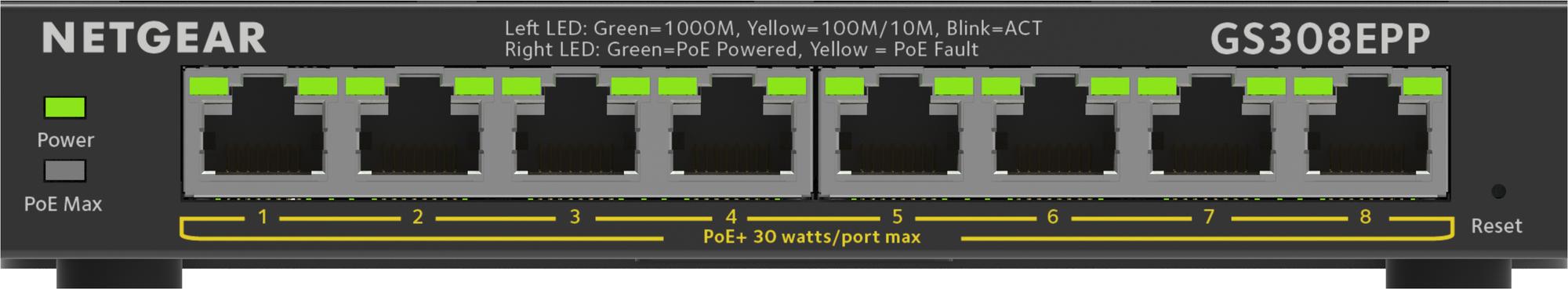 Netgear Switch Essentials GS308EPP / GS308EPP-100PES Schwarz
