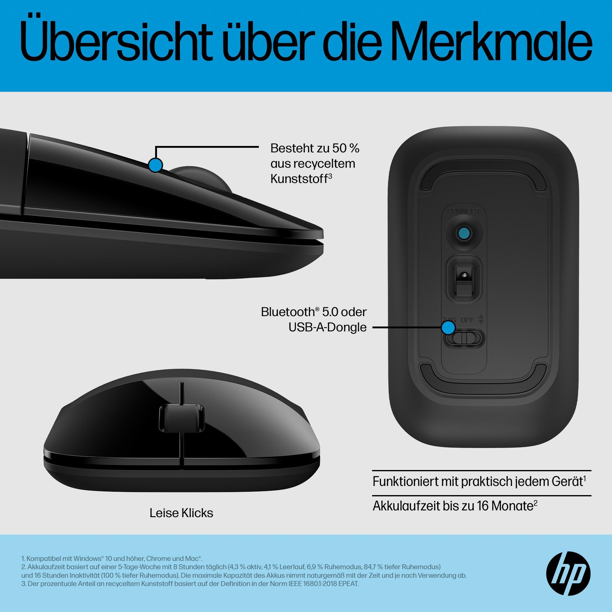 HP Maus Z3700 / 758A8AA#ABB Schwarz Standard