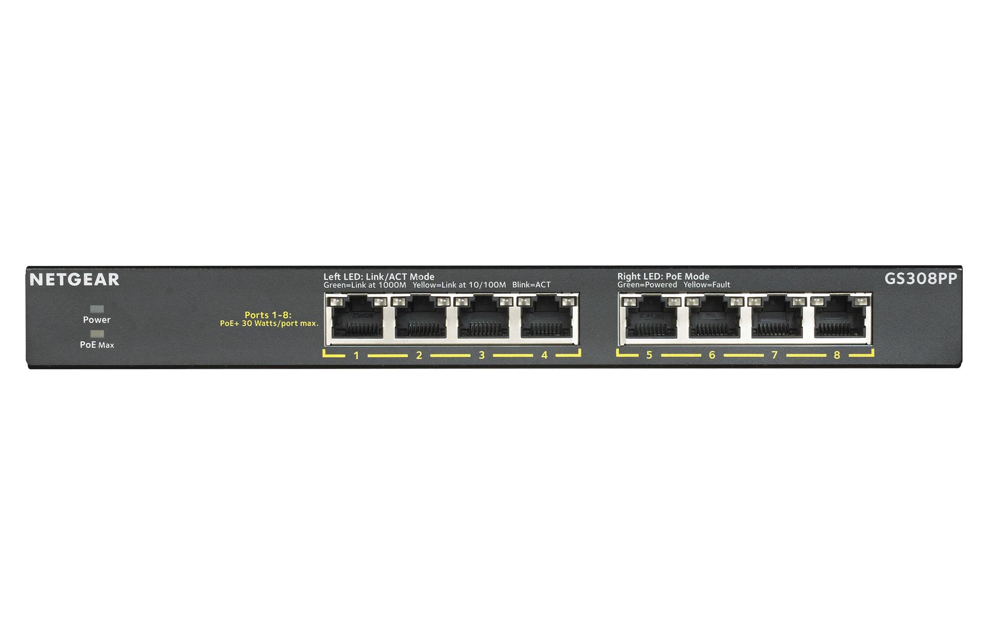 Netgear Interruttore GS308PP / GS308PP-100EUS Nero