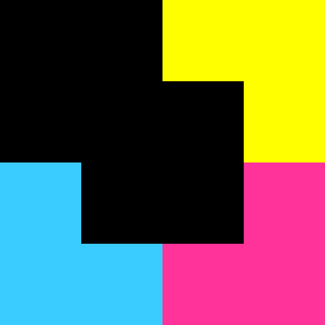 2xSchwarz, Cyan, Magenta, Gelb