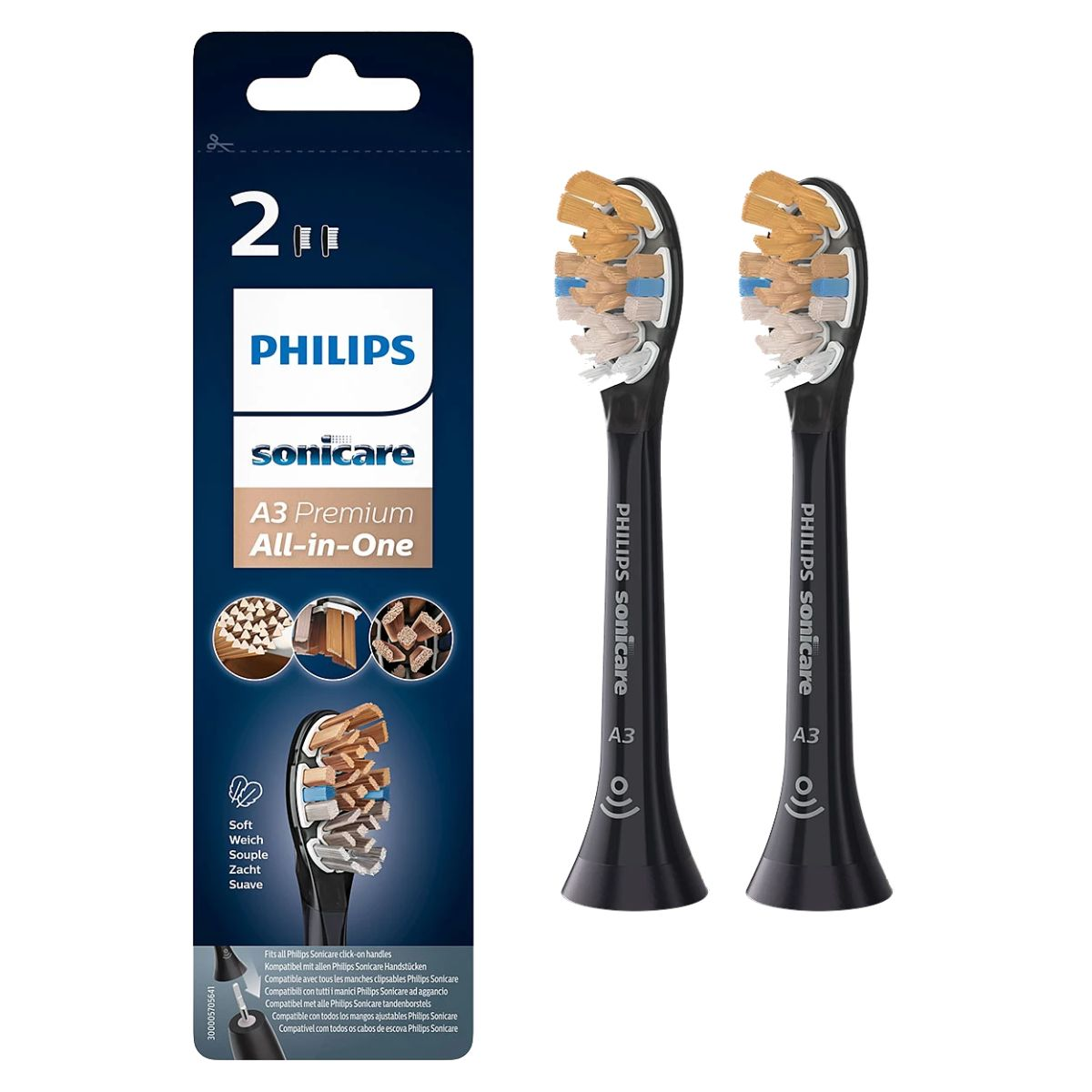 Philips Cabezal de cepillo sonic AI2BK / HX9092/11 Negro Paquete doble