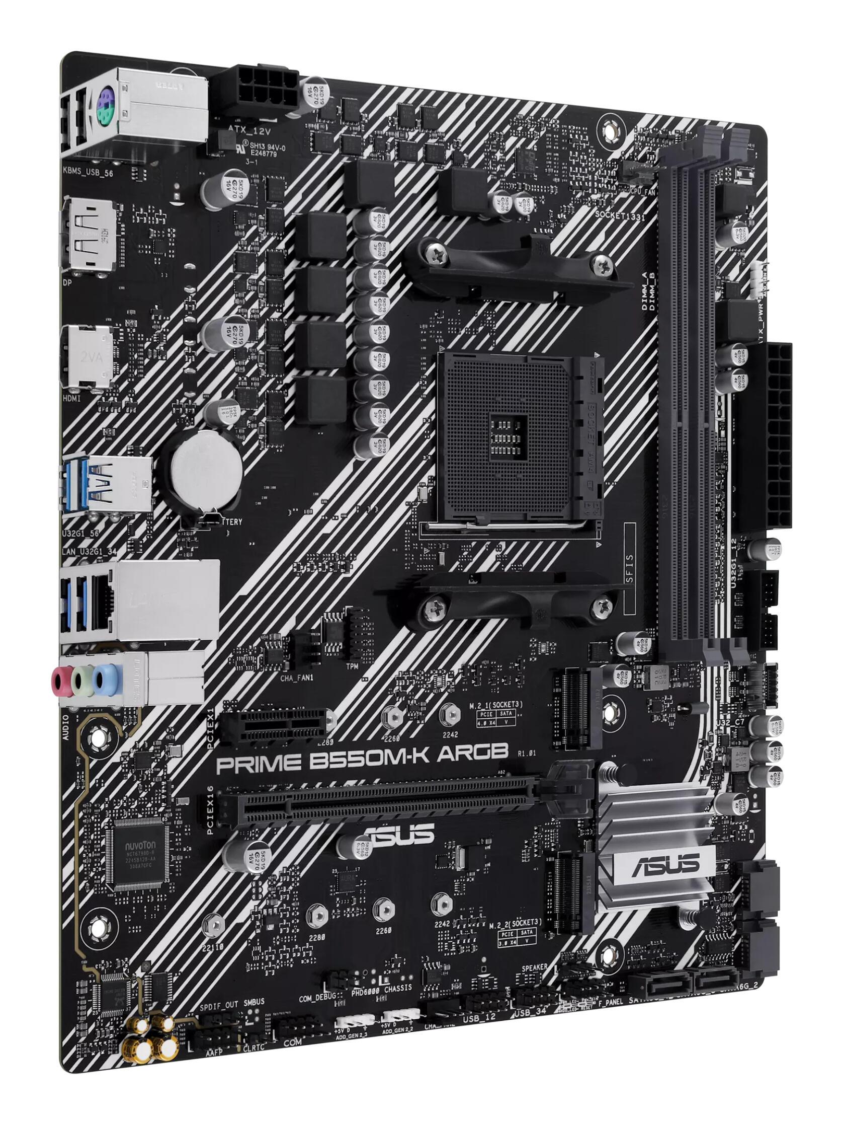 ASUS Mainboard Prime B550M-K ARGB / 90MB1GC0-M0EAY0 Black, grey