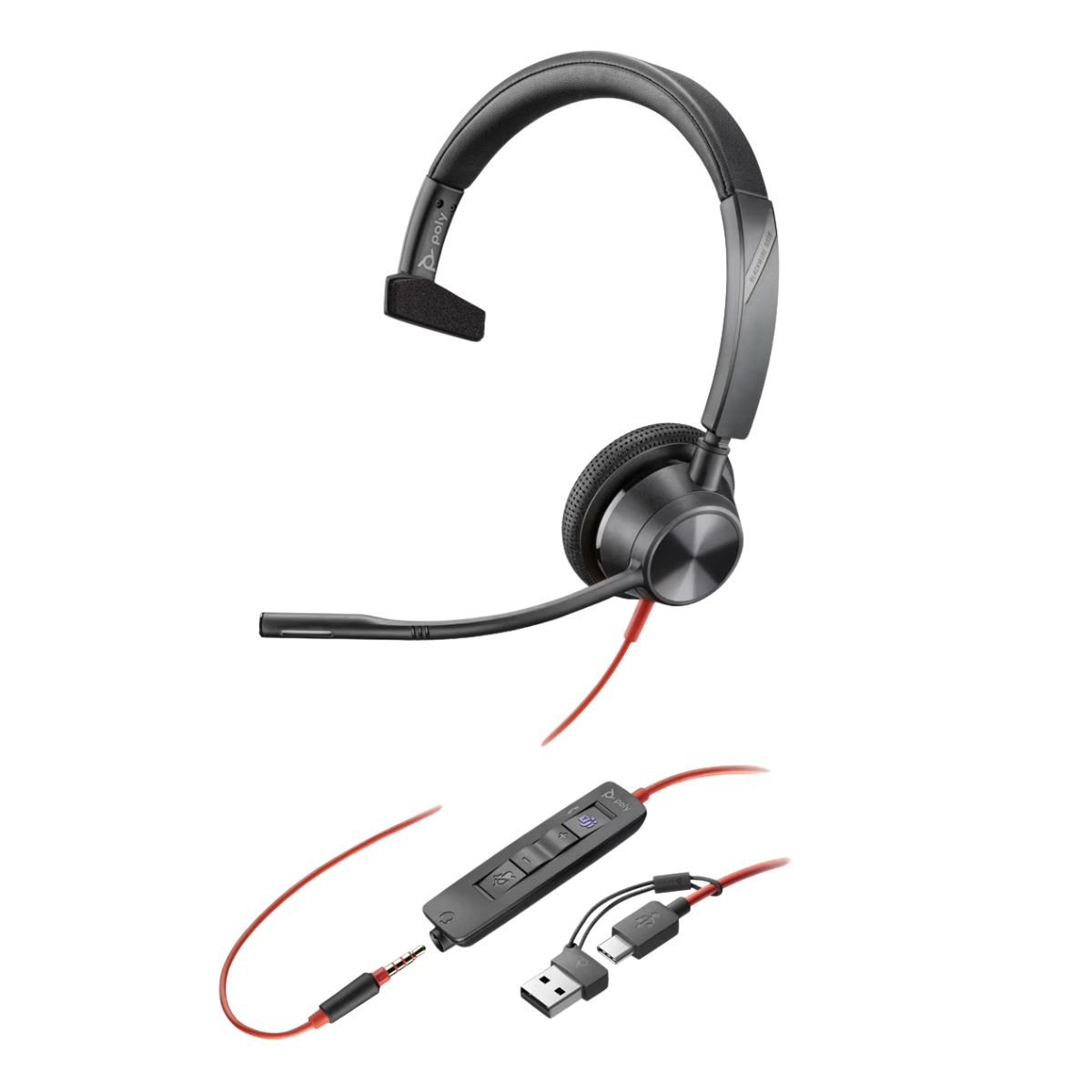 Poly Headset Blackwire 3315 MS / 8X218AA Schwarz