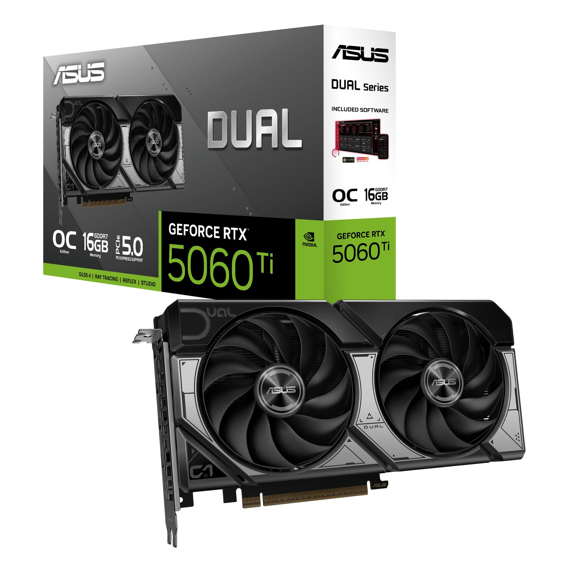 ASUS Carte graphique DUAL RTX5060TI O16G / 90YV0MH0-M0NA00 Noir, gris