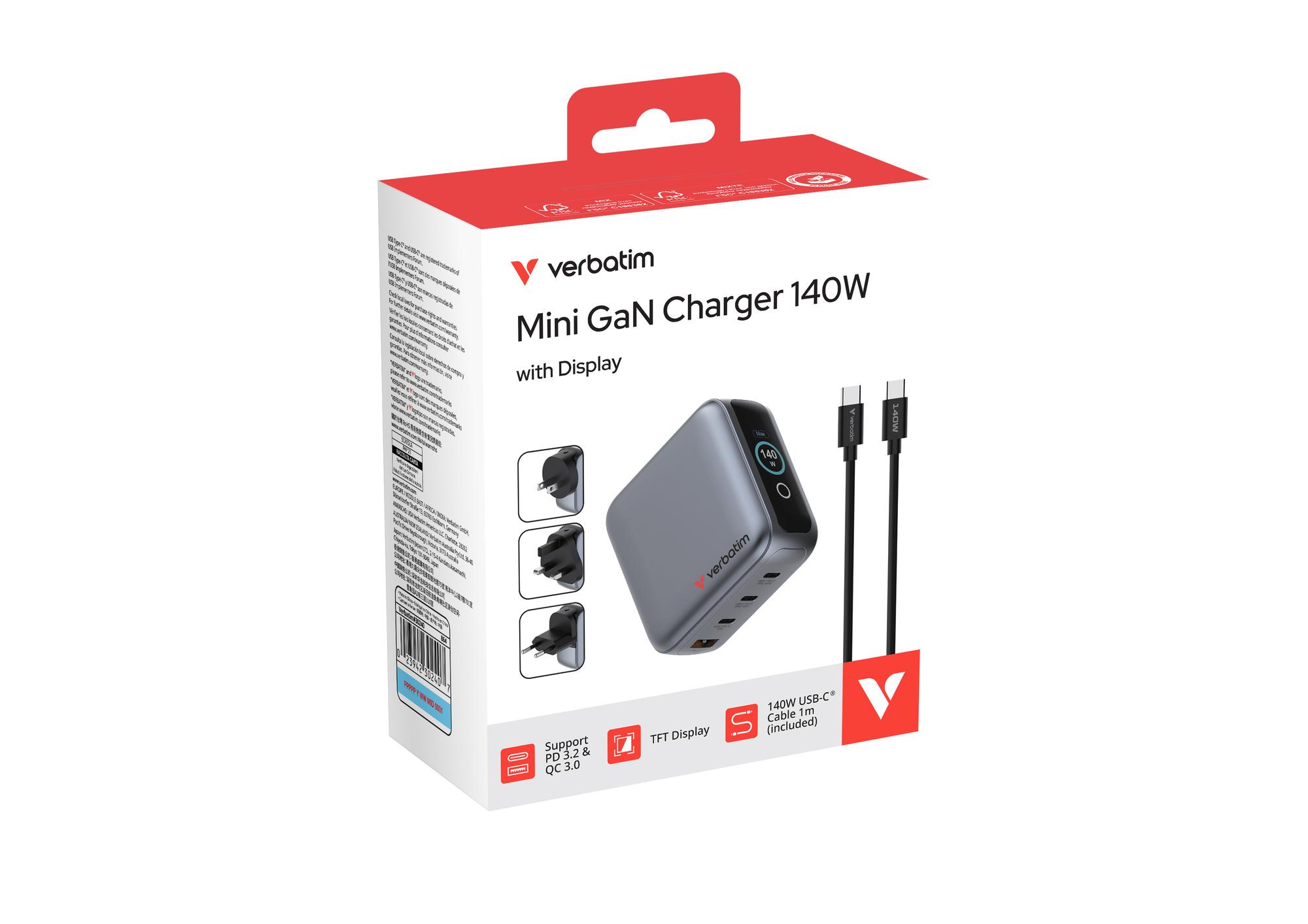 Verbatim Mini Display 140W mit Kabel / 30240 Noir