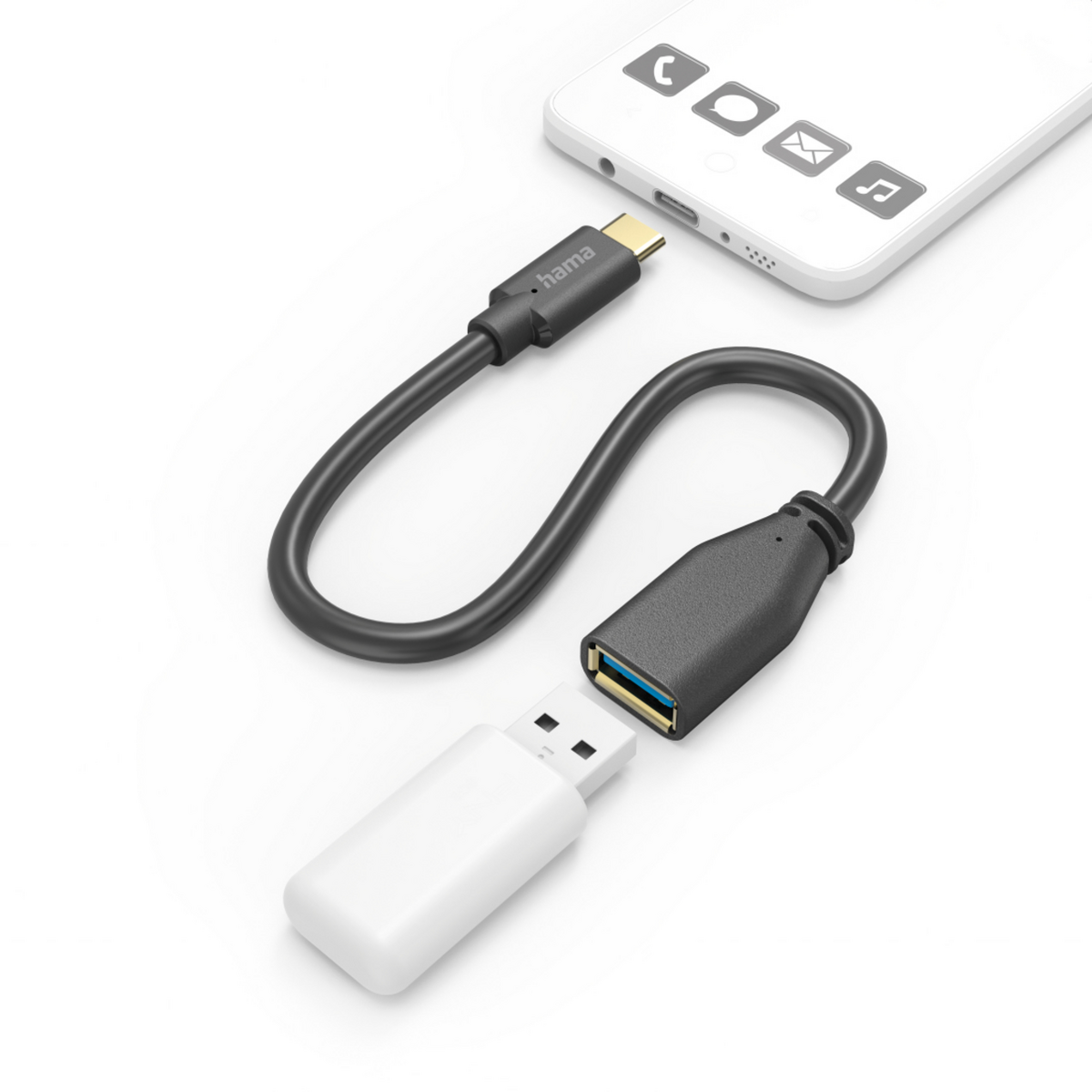 Hama Adattatore USB-A to USB-C 0.15m / 00201605 Nero