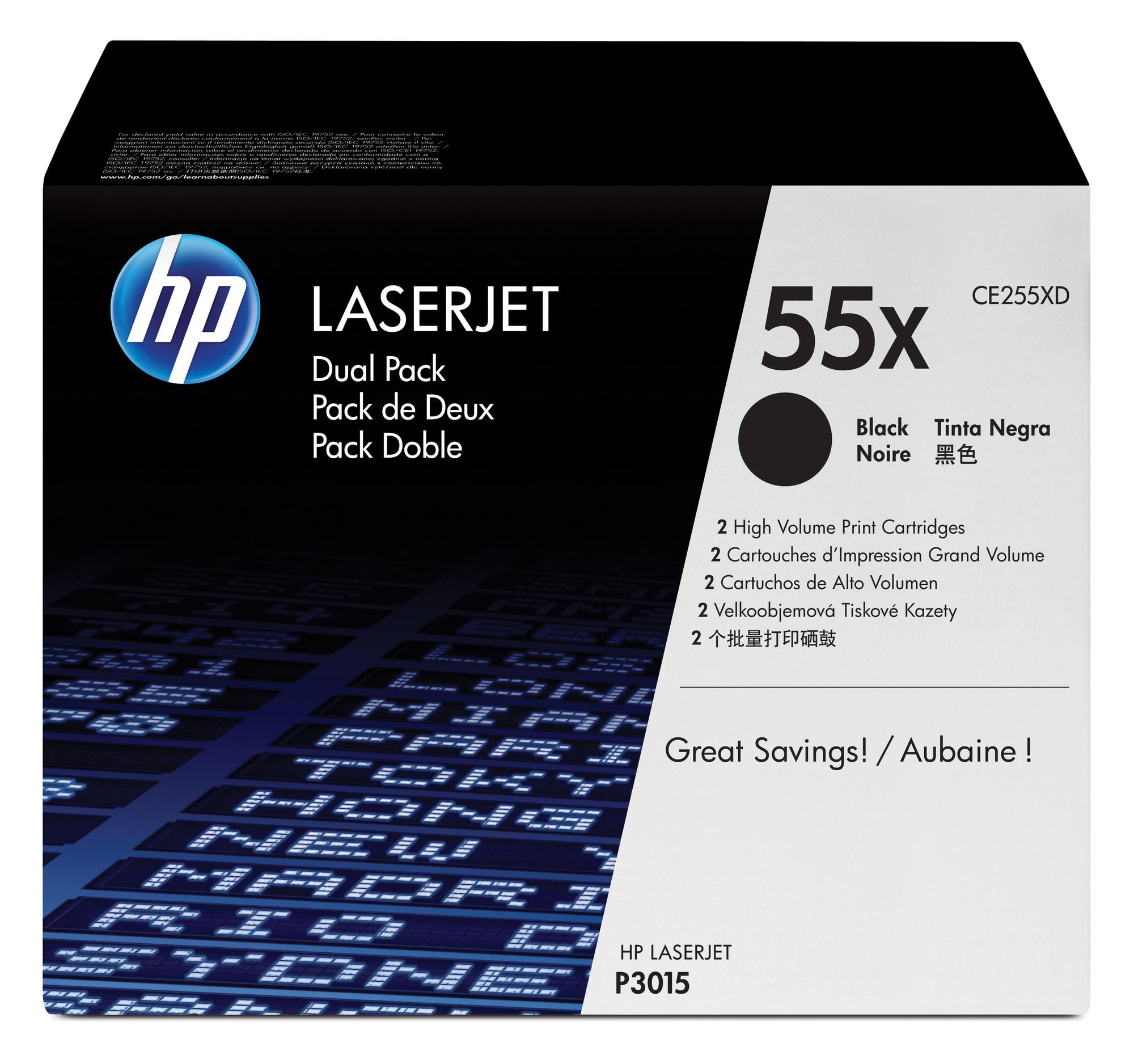 HP Tóner 55X / CE255XD Negro XL Doppelpack