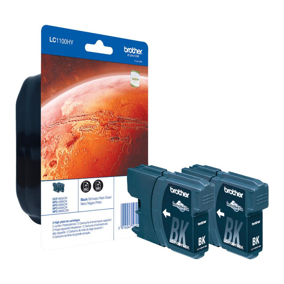 Brother Tinta LC-1100HYBKBP2 / LC1100HYBKBP2 Negro XL Doppelpack