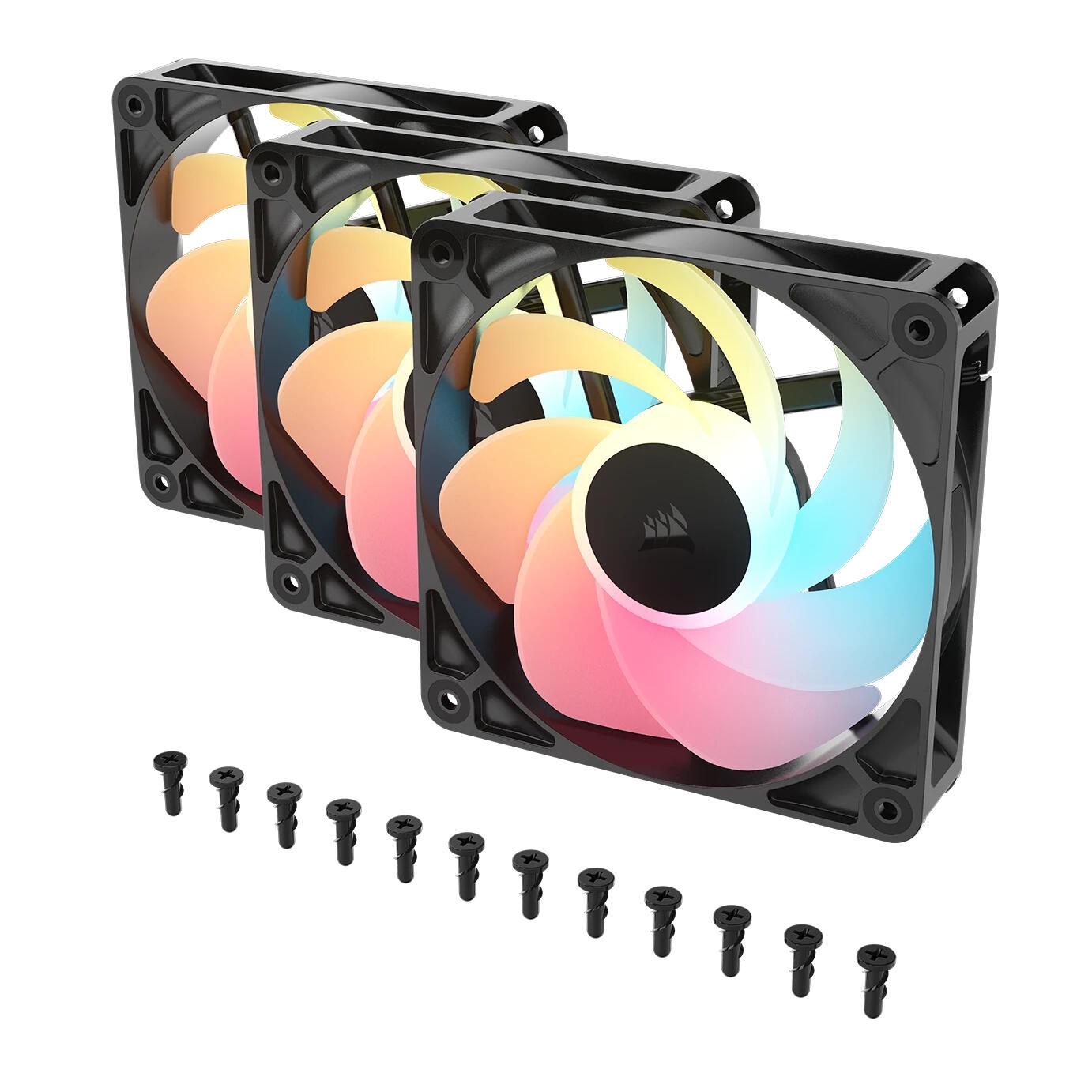 Corsair Ventilador RS120-R ARGB / CO-9050196-WW Negro 3-Pack
