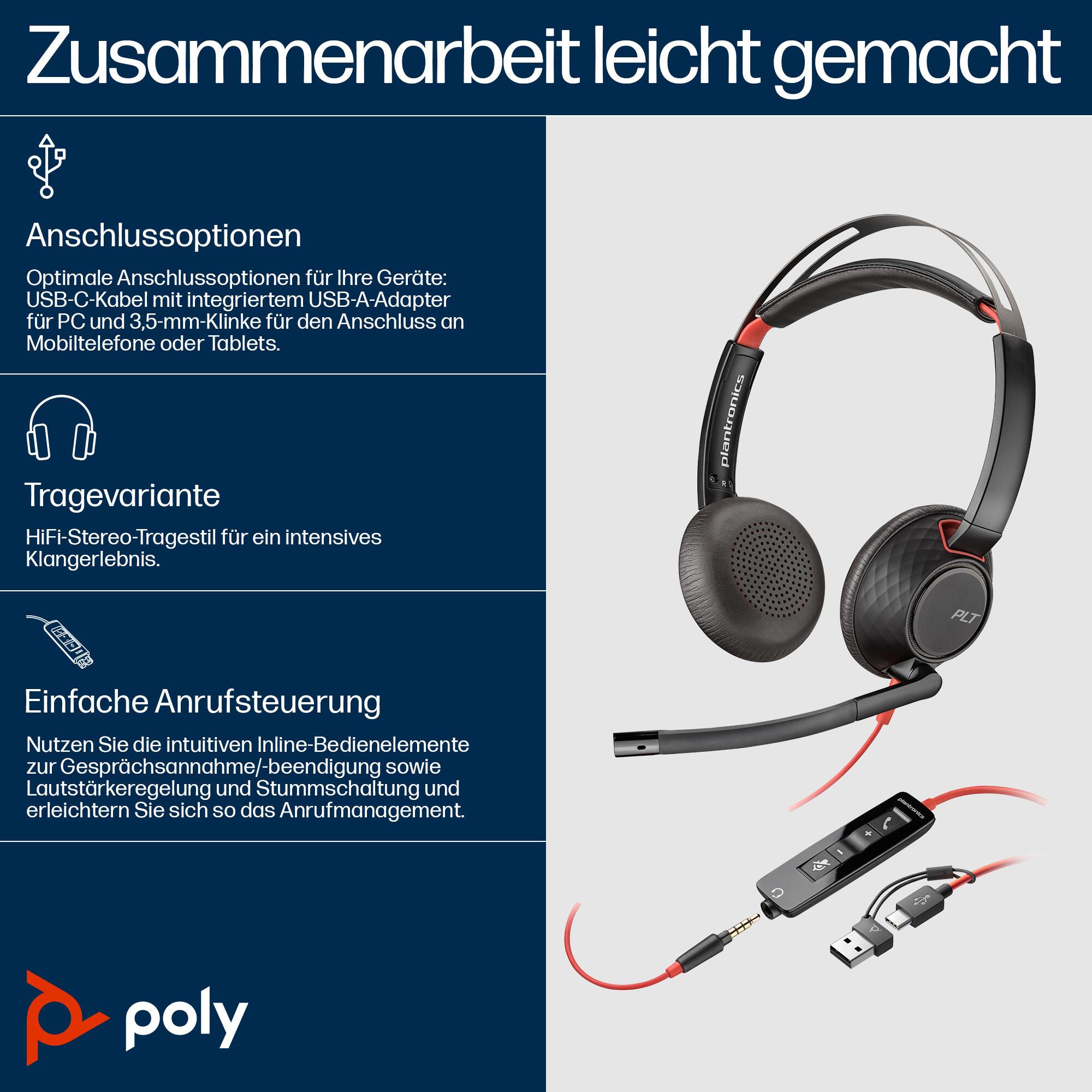 Plantronics/Poly Auriculares Blackwire 5220 / 8X231AA Negro
